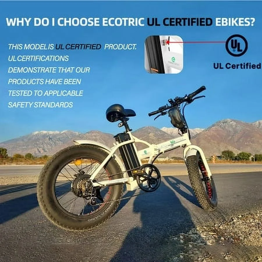 ECOTRIC 20 Inch Fat Tire e-Bike 500W 48V Foldable frame Pedal Assist Commute Bike 7 Speed A-E516646 - Womvr