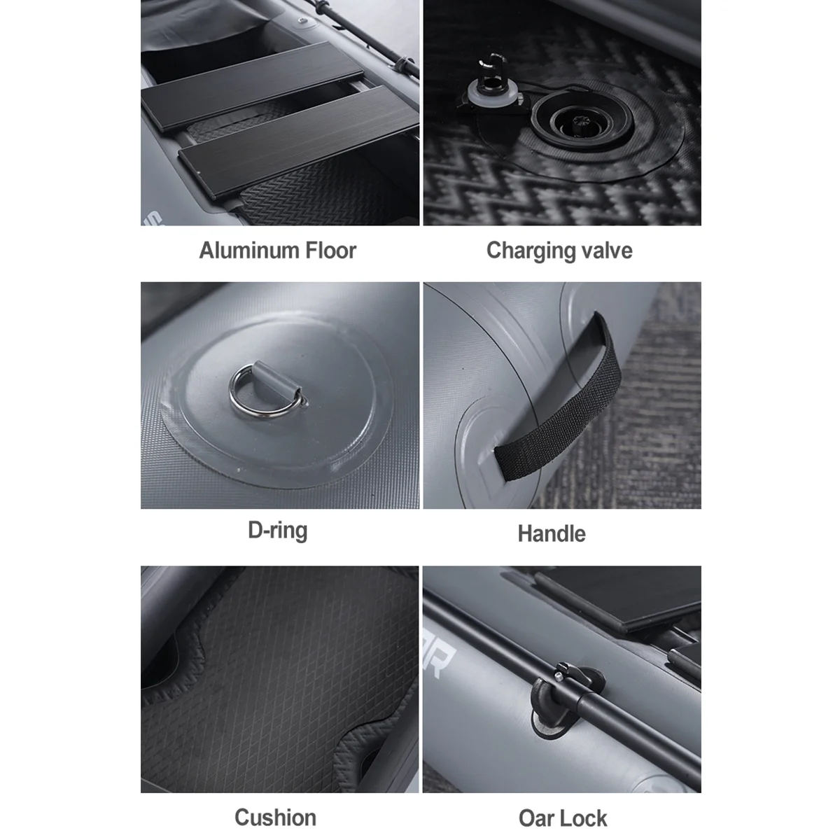 2 Person Inflatable Kayak, Fishing PVC Kayak Boat, Inflatable Boat Rescue Rubber Rowing Boat with Pump, Aluminum Alloy Seat, Paddle, Inflatable Mat, Repair Kit, Fin 440lb Weight Capacity - Womvr