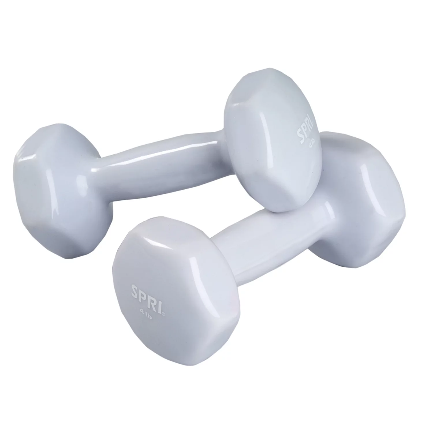 SPRI Deluxe Vinyl Dumbbells, 15 lb Pair, Grey - Womvr