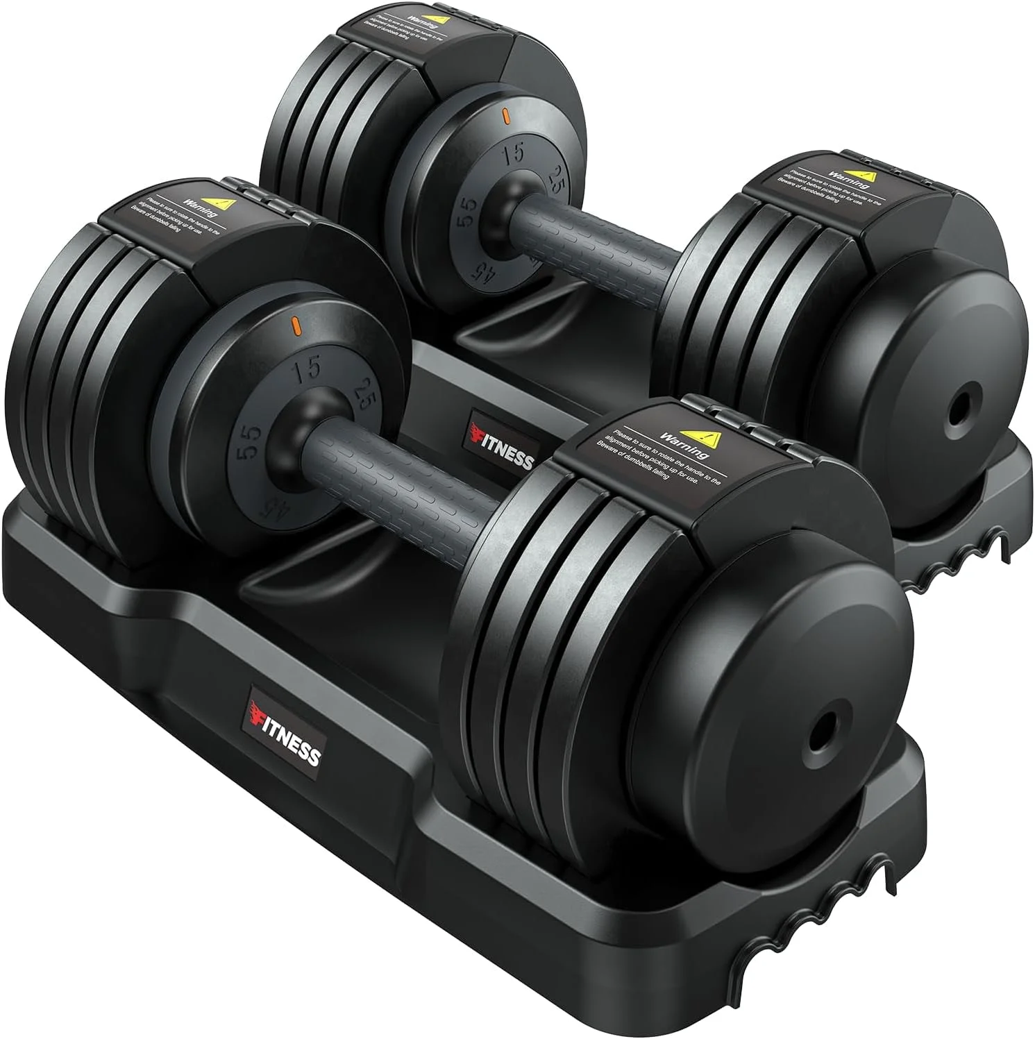 GIKPAL 110lb(505lb*2) Adjustable Dumbbells, 5-50lbs Dumbells Adjustable Free Weights Plates with Tray for Workout Strength Training Fitness Women / Men,Pair, Black - Womvr