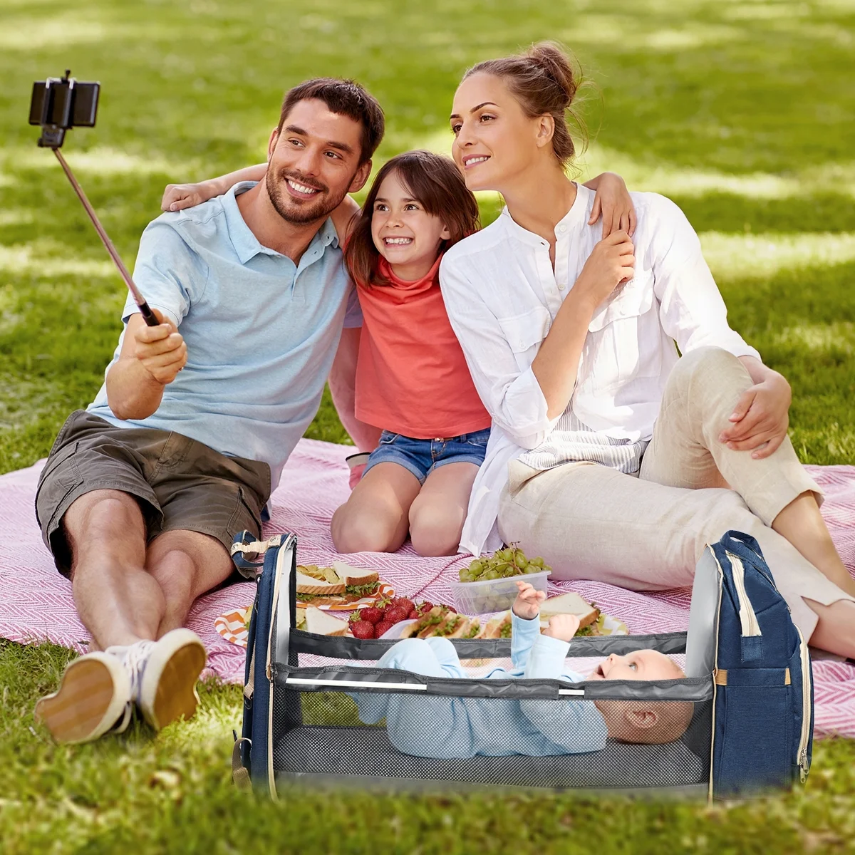 Diaper Bag Backpack,Multifunction 3 in 1 Waterproof Travel Back Pack,Baby Changing Bags with Changing Pad, Stroller Straps, Unisex, Green - Womvr