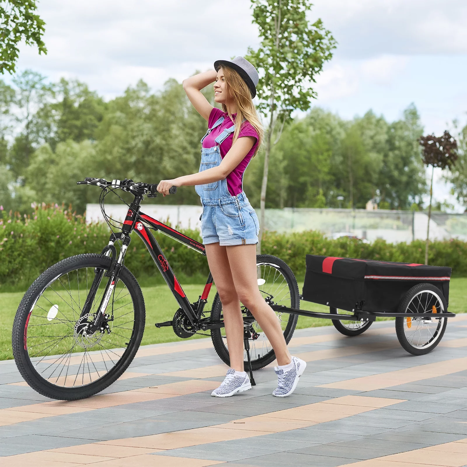 Ktaxon Bike Cargo Trailer with Removable Cover, Bicycle Wagon Trailer with 16