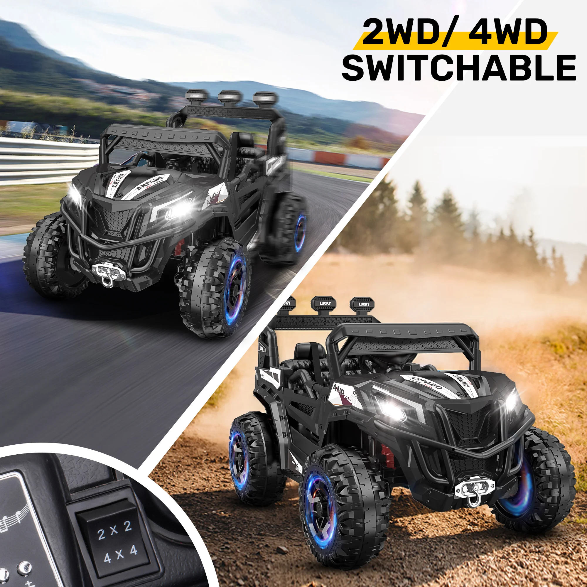 TOKTOO 24V Ride on Car, 4WD Powered Ride on UTV with Remote Control & Trunk Storage Space,  1 Seater Kid Car for Boys Girls -Blue - Womvr