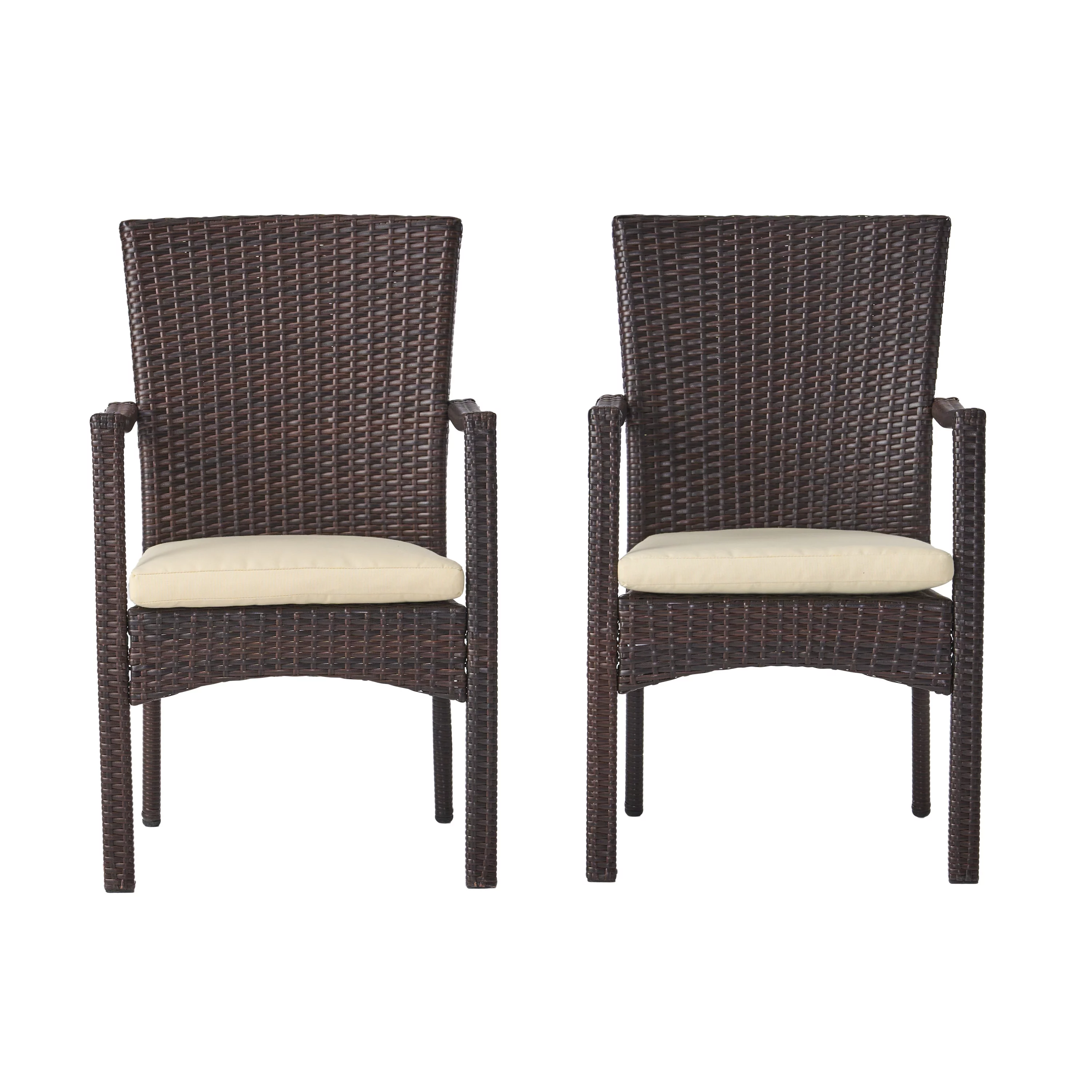 GDF Studio Bishop Outdoor Contemporary Multibrown Wicker Dining Chair (Set of 2) - Womvr