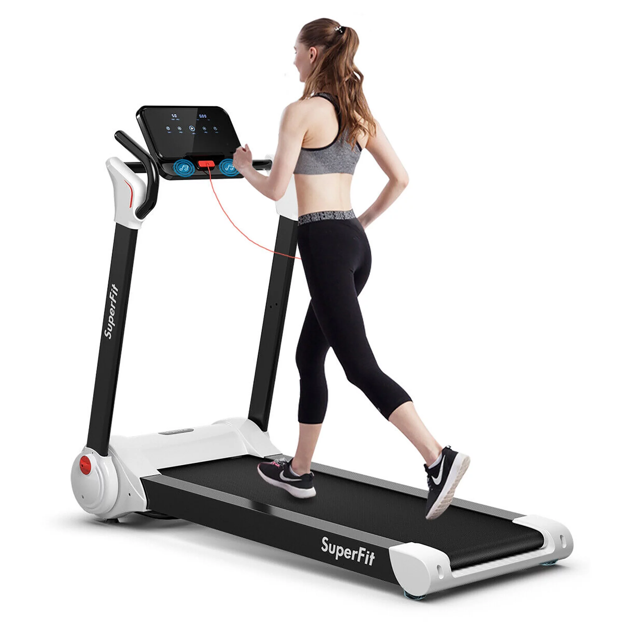 Superfit 2.25HP Folding Electric Motorized Treadmill With Speaker Red - Womvr