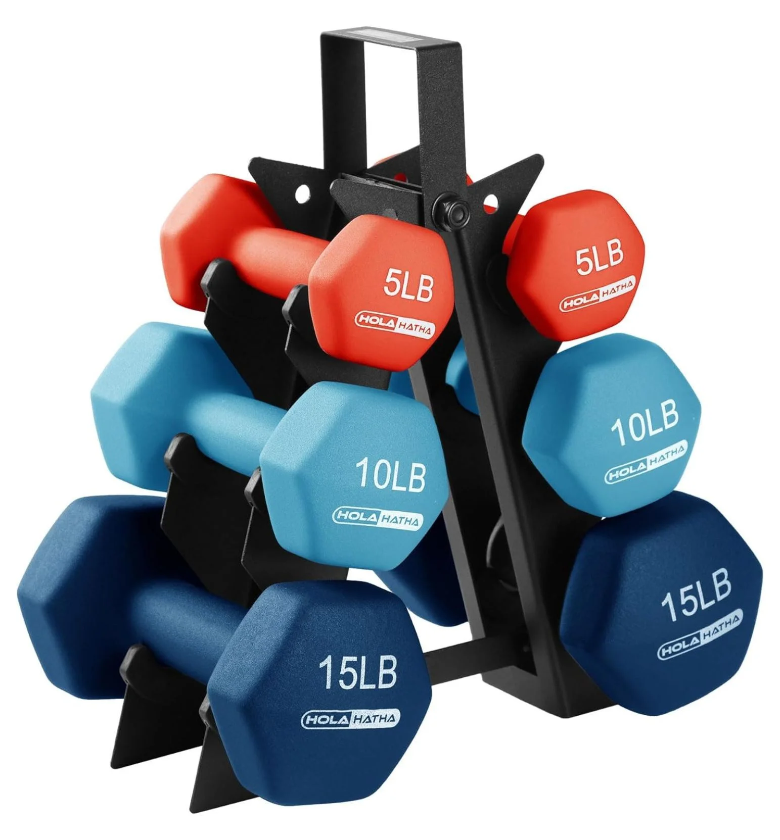 2, 3, 5, 8, and 10 Pound Neoprene Dumbbell Hand Weight Set with Rack - Womvr