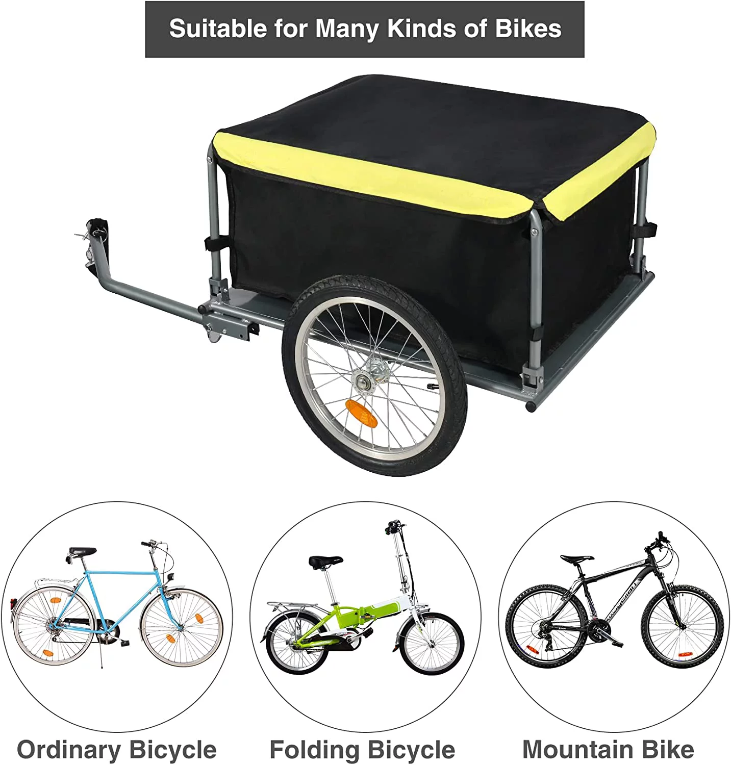 REDCAMP Bike Trailer Cargo Foldable, Bicycle Trailer with 16