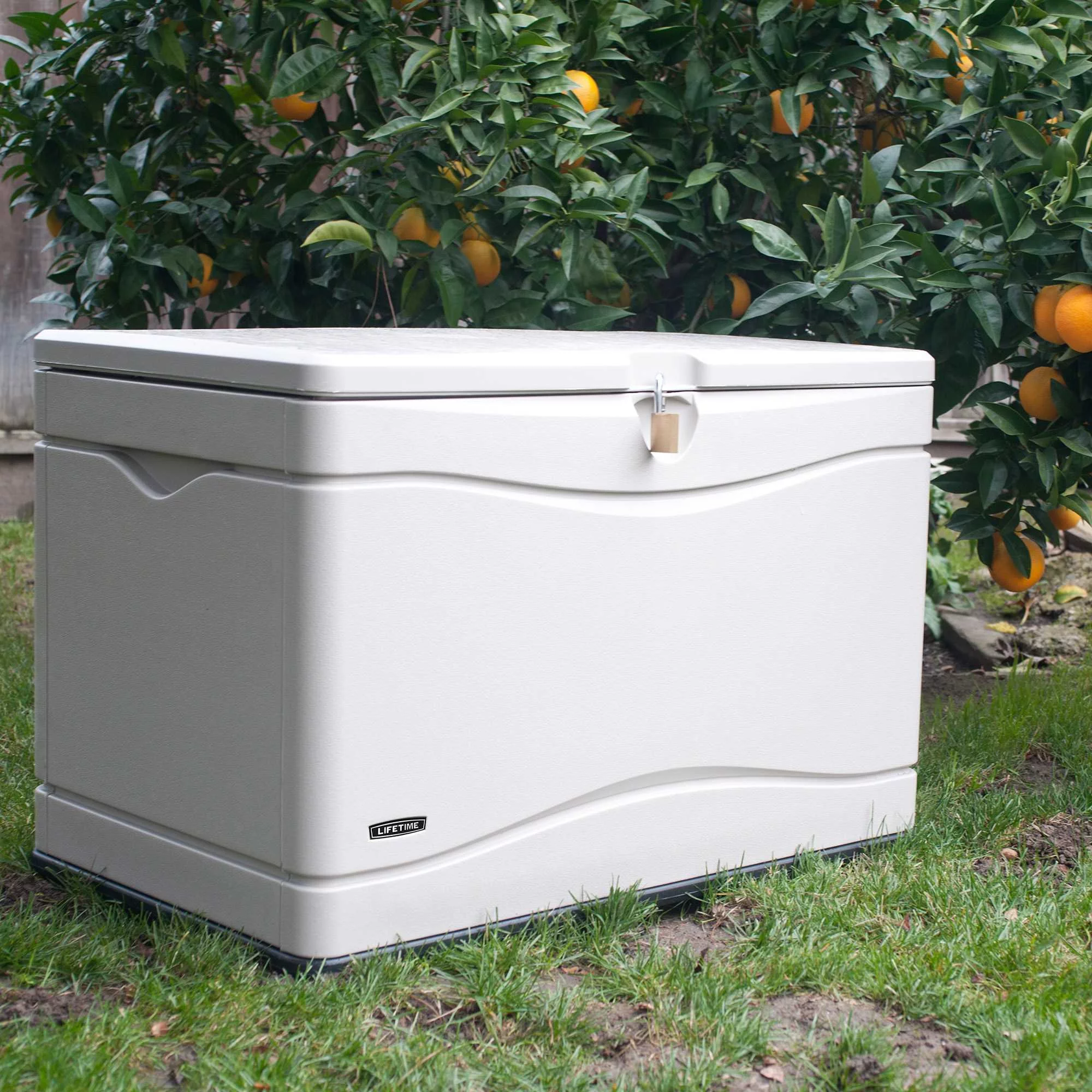 Lifetime Heavy-Duty 80 Gallon Plastic Deck Box, Beige - Womvr