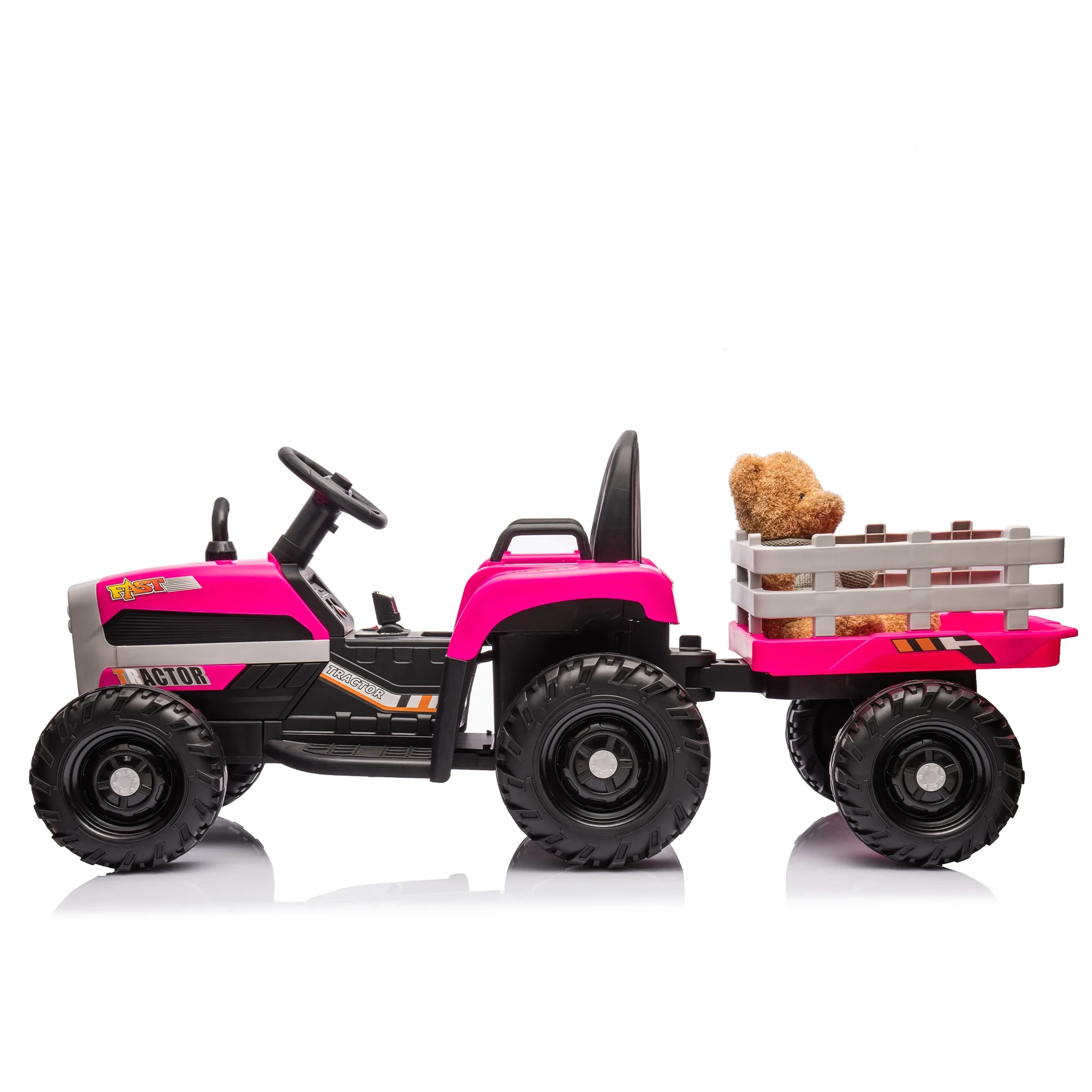 HNH 24V Ride on Toy,Kids Ride On Tractor with Trailer & Remote,Electric Car Toy with Bluetooth - Womvr