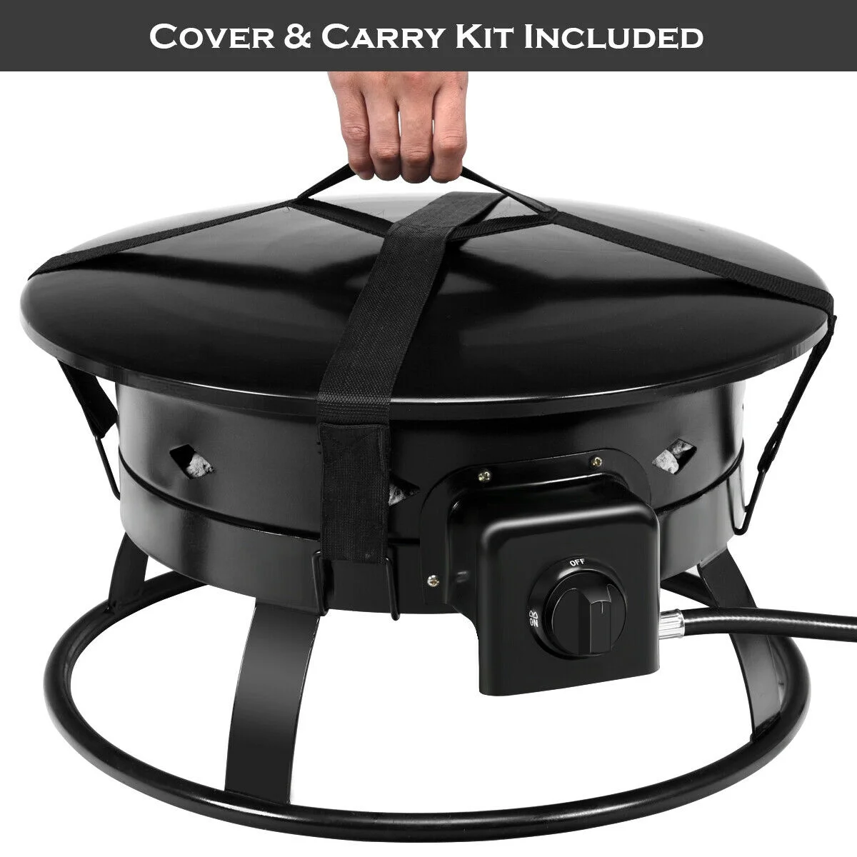 Gymax Portable Propane Outdoor Gas Fire Pit W/ Cover & Carry Kit 19-Inch 58,000 BTU - Womvr