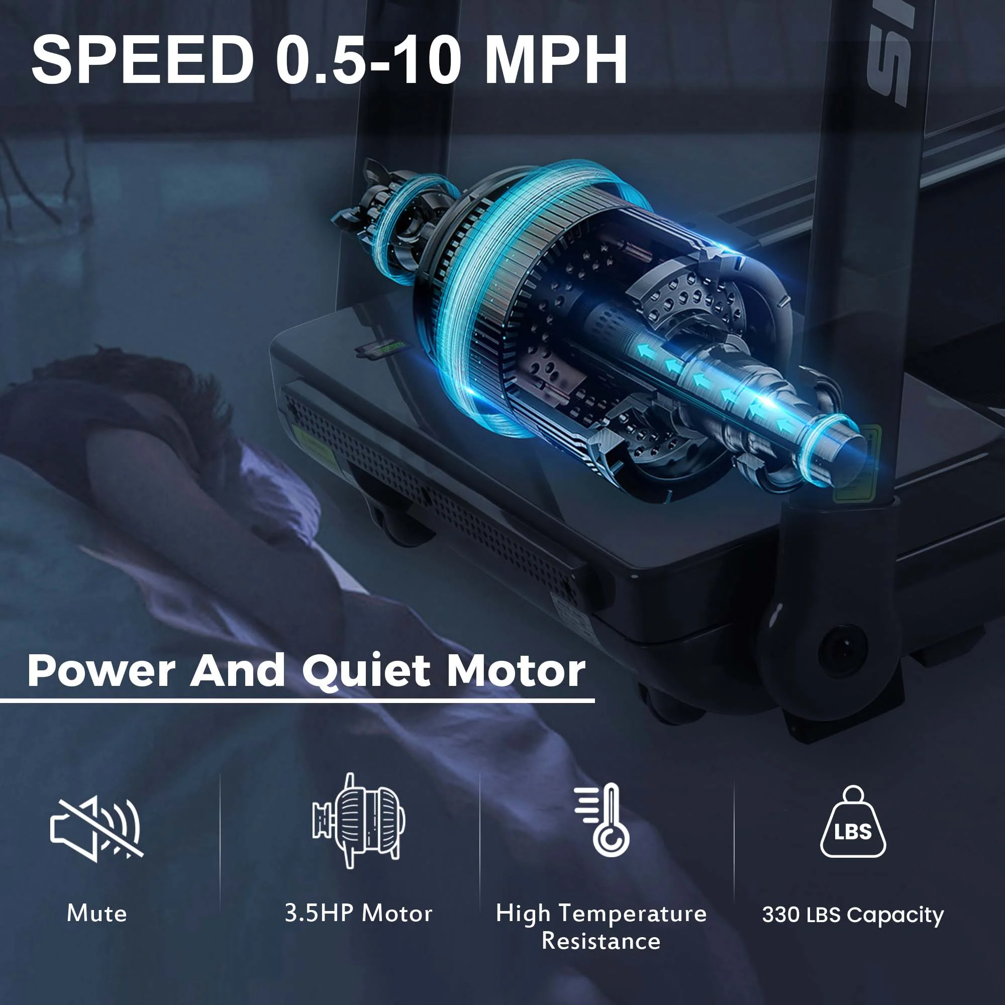 Aukfa Folding Treadmill for Home, 300 lb+ Capacity, 3.5 HP Electric Motorized Treadmill, 8.7 mph Speed, Black - Womvr