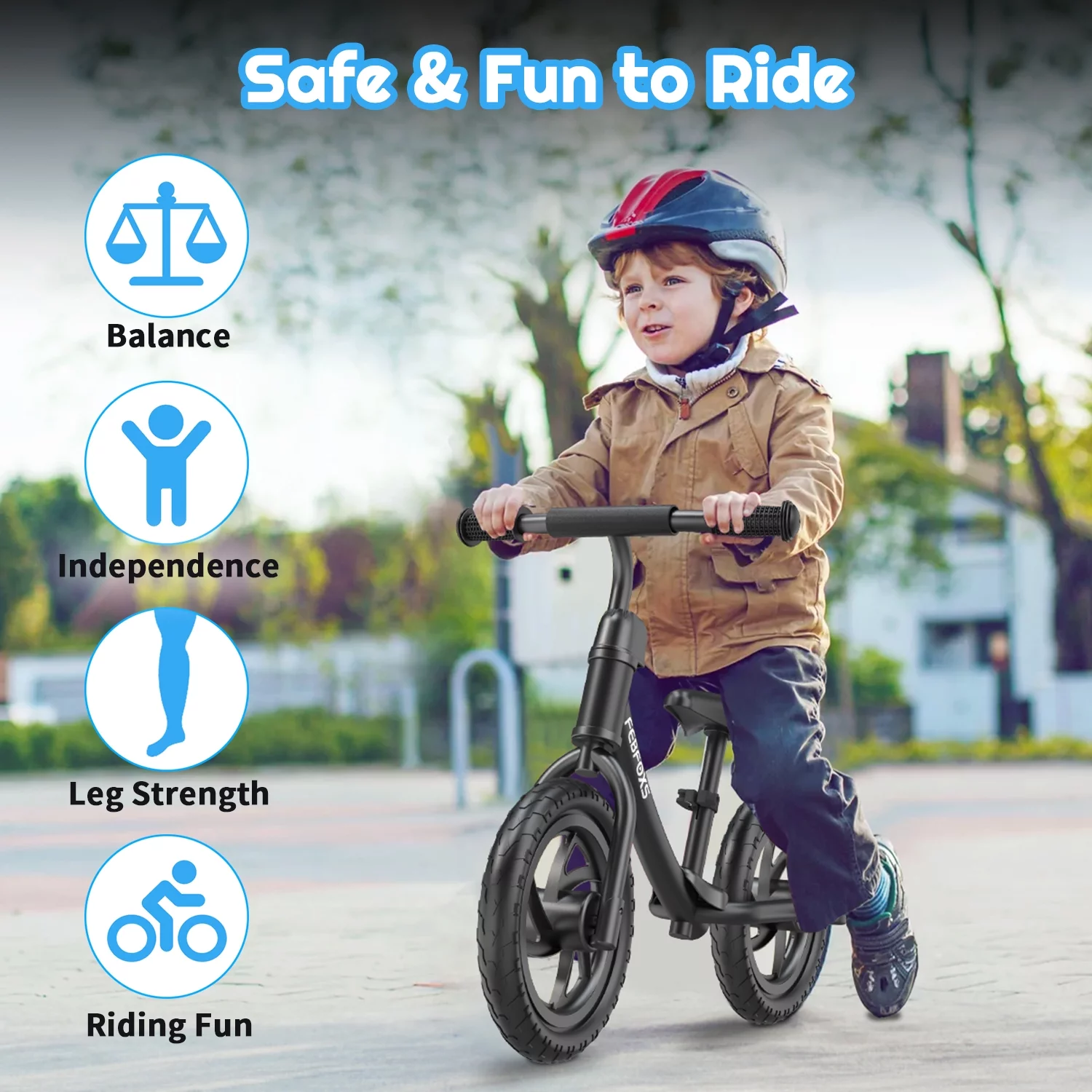 FEBFOXS Toddler Balance Bike, No Pedal Beginner Kids Balance Bike with Adjustable Seat Height, Push Balance Bike for 3-6 Years Old Boys Girls - Womvr