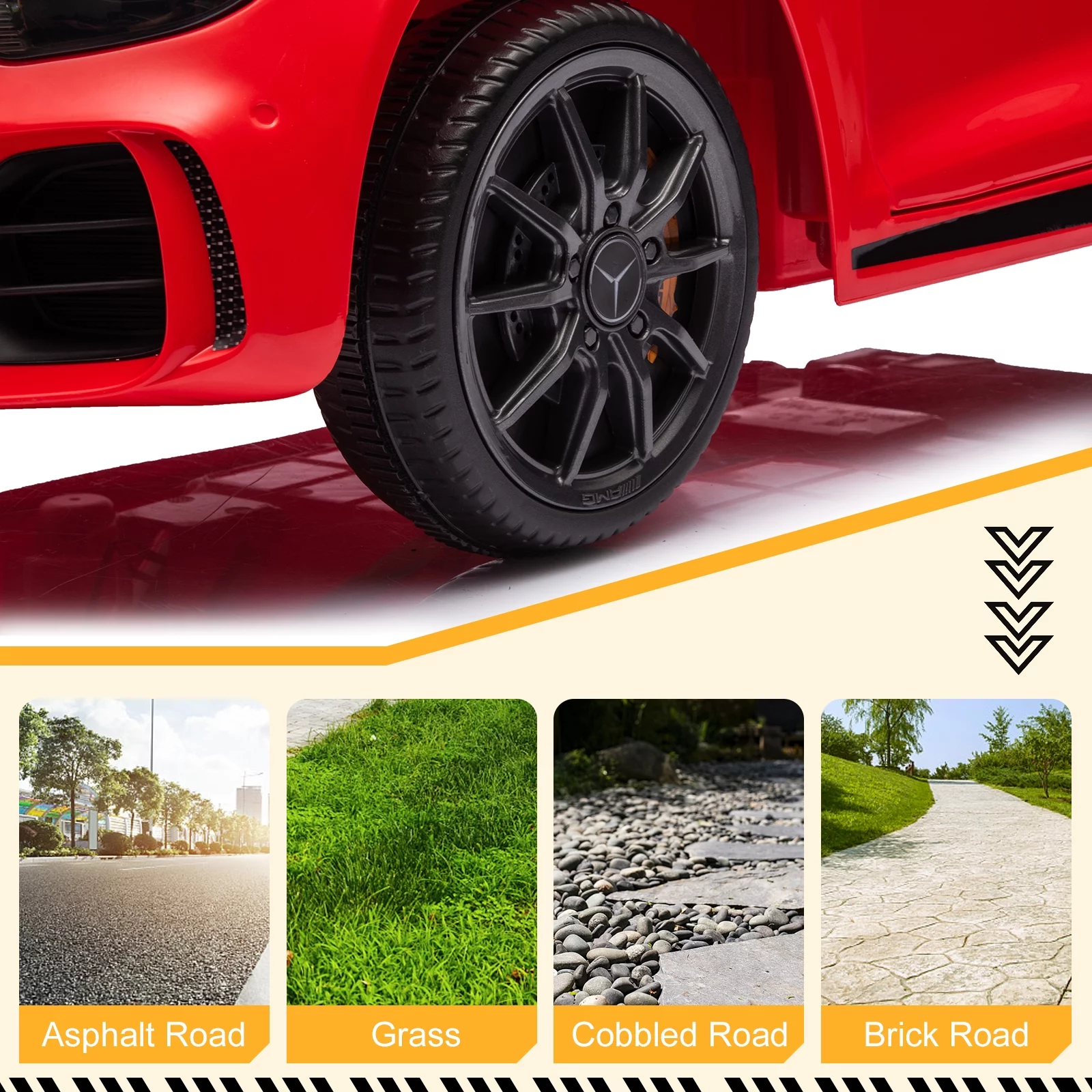 Veryke 12V Kids Ride On Car, Dual Drive Battery Toy Cars with Remote Control & LED Lights - Red - Womvr