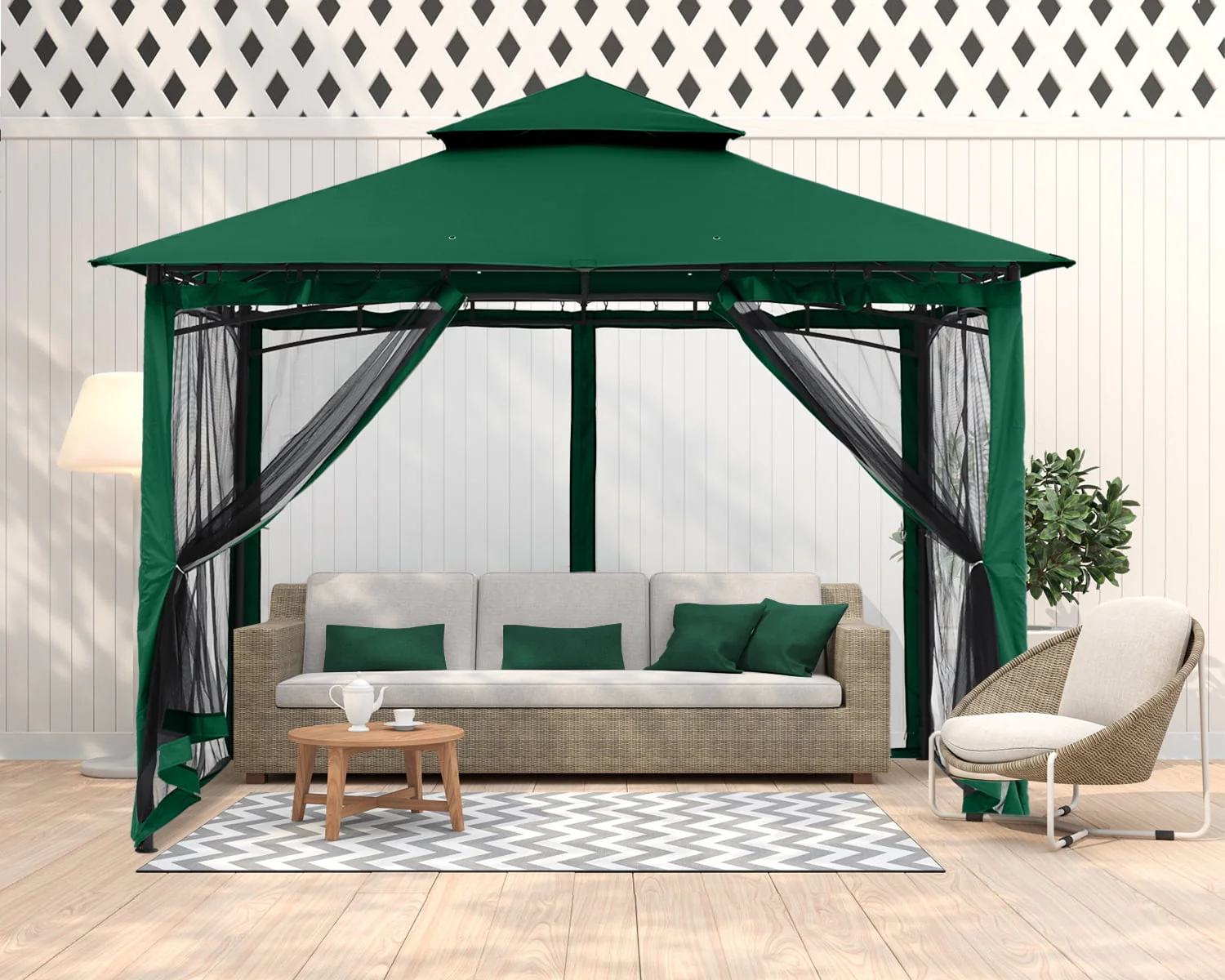 ABCCANOPY 9'x9' Patio Gazebo With Mosquito Netting and Double Soft Roof Canopies for Shade and Rain,Rust Red - Womvr