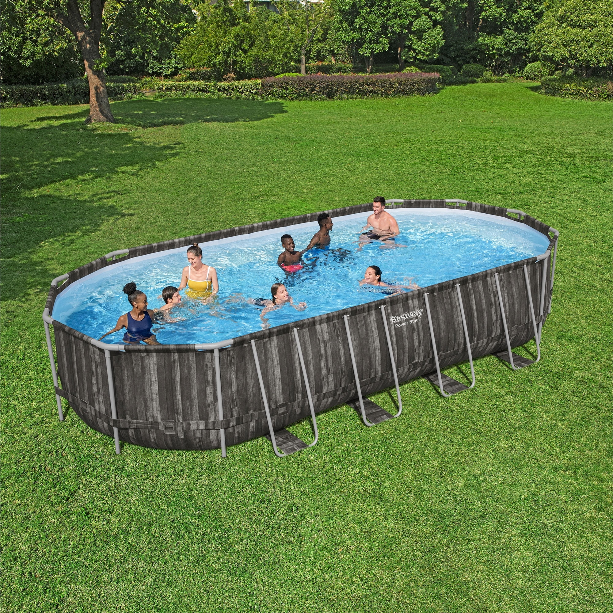 Bestway Power Steel 24' x 12' x 52�� Oval Above Ground Swimming Pool Set - Womvr