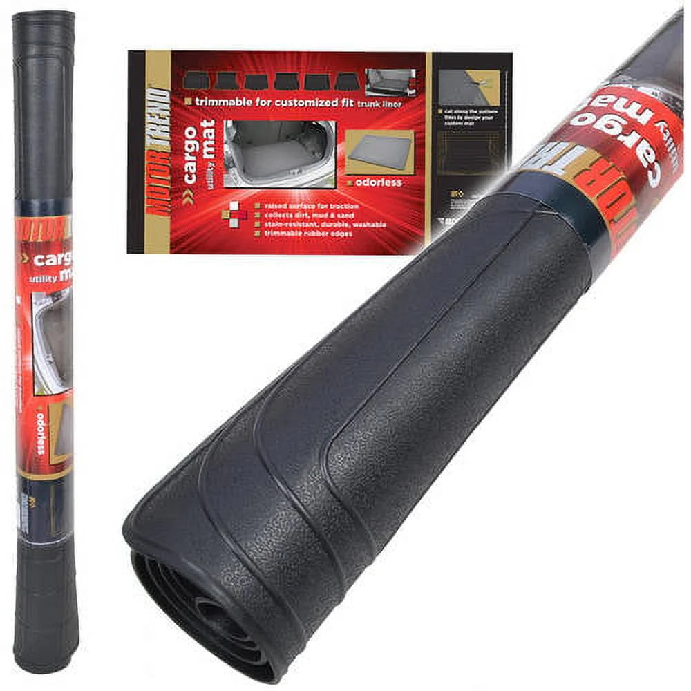 Motor Trend 100 Percent Odorless Car Floor Mats with Standard Trunk Cargo Mat, 4 Pieces Rubber Protection, Black Beige Gray - Womvr