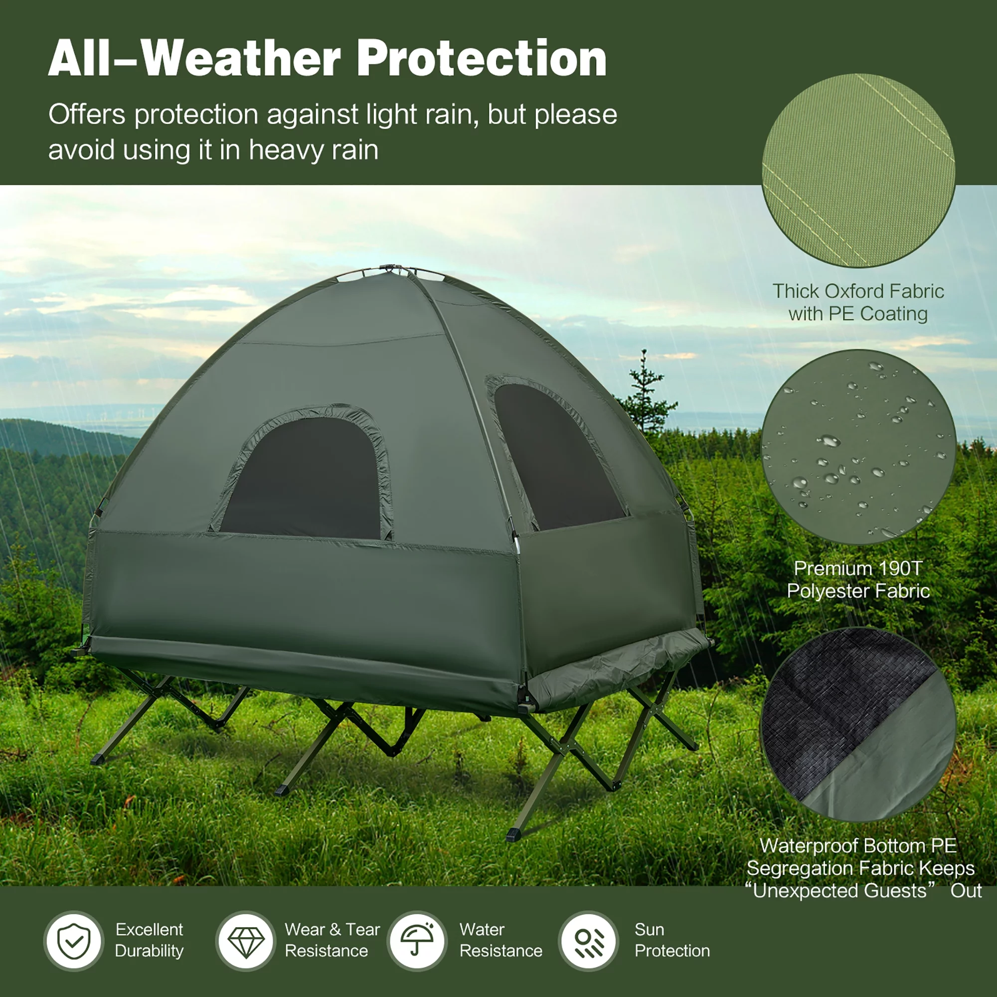 Gymax 2-Person Compact Portable Pop-Up Tent/Camping Cot w/ Air Mattress & Sleeping Bag - Womvr