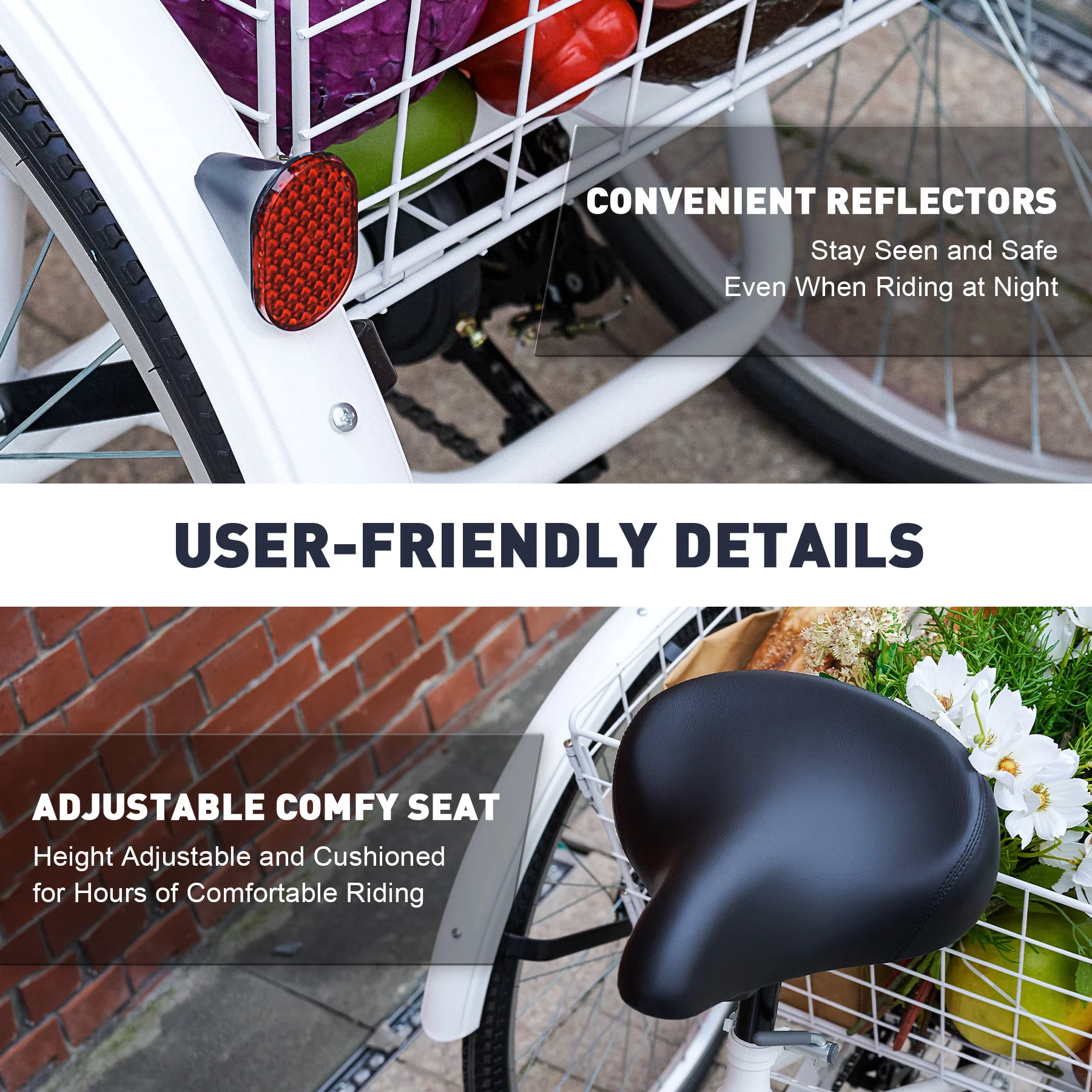 VIRIBUS 26 Inch Adult Tricycle 3 Wheel Bike with 7 Speeds & Basket for Men Women, Black - Womvr