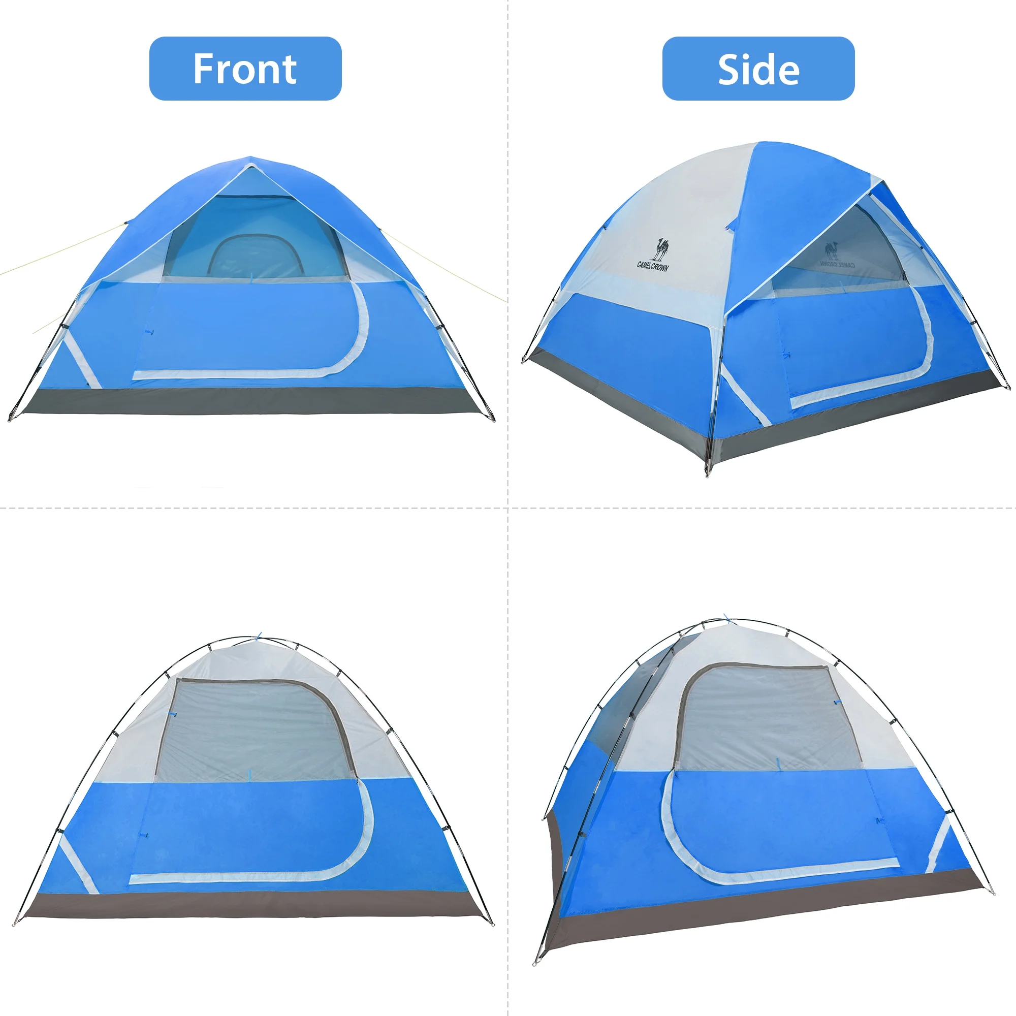 Camel Crown 3-4 Person Camping Tent Waterproof Lightweight Backpacking Tent for Camping Outdoor Dome Tent Windproof Emergency Tent Easy Up Family Tents with Carry Bag - Womvr