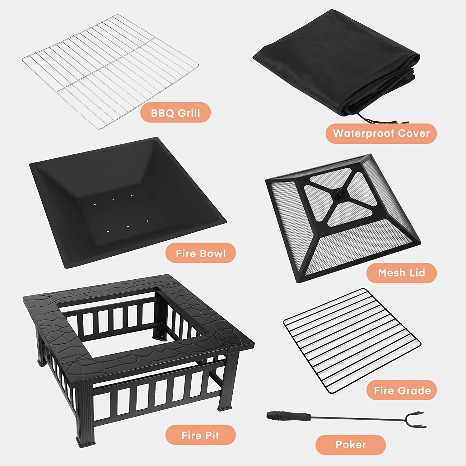 Arlopu Metal Fire Pits for Outside, 32