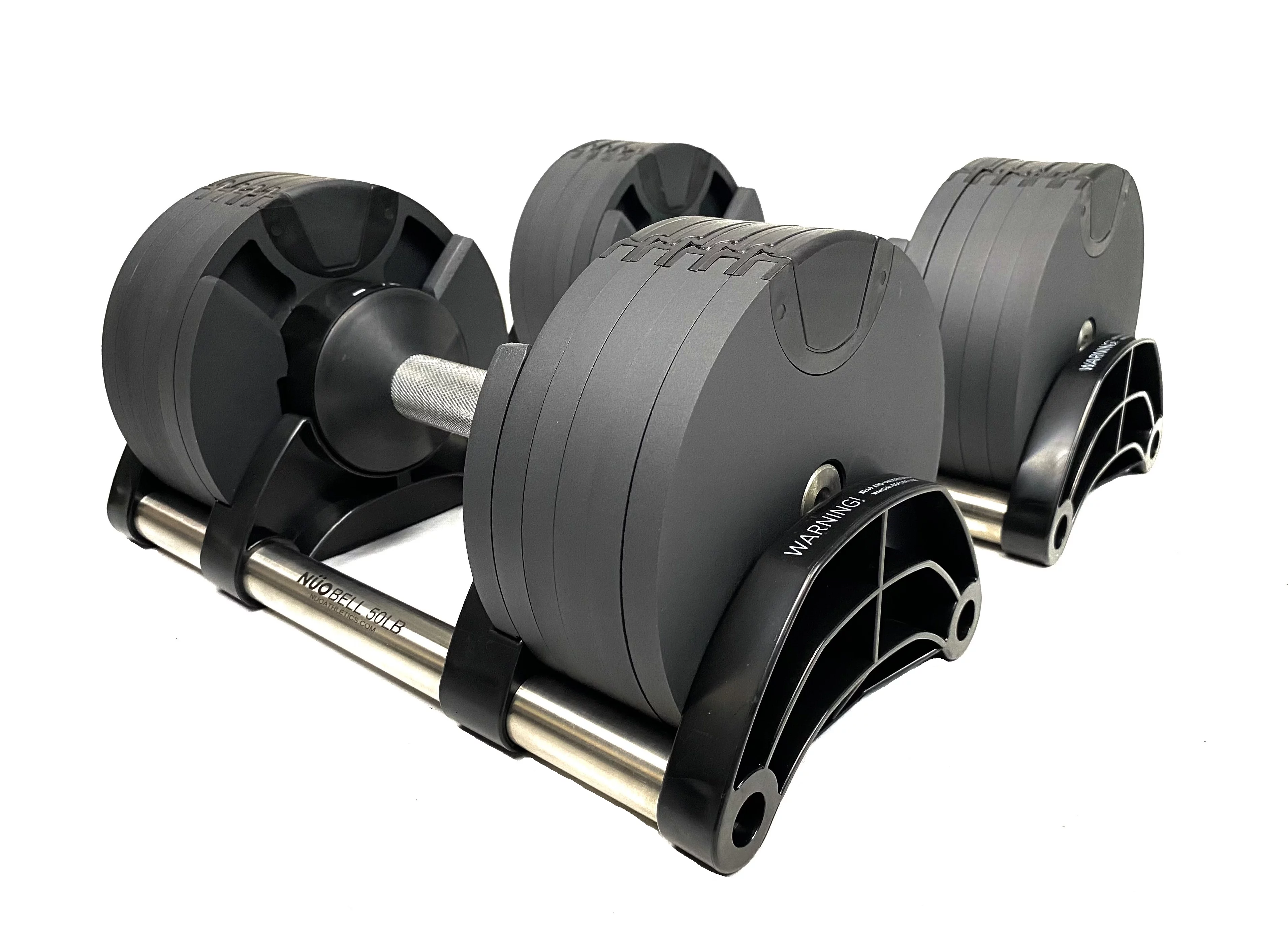Nuobell  x Bolt Fitness Supply +  Adjustable Dumbbell 5 - 50 LB (Pair) Black with Tray. - Womvr