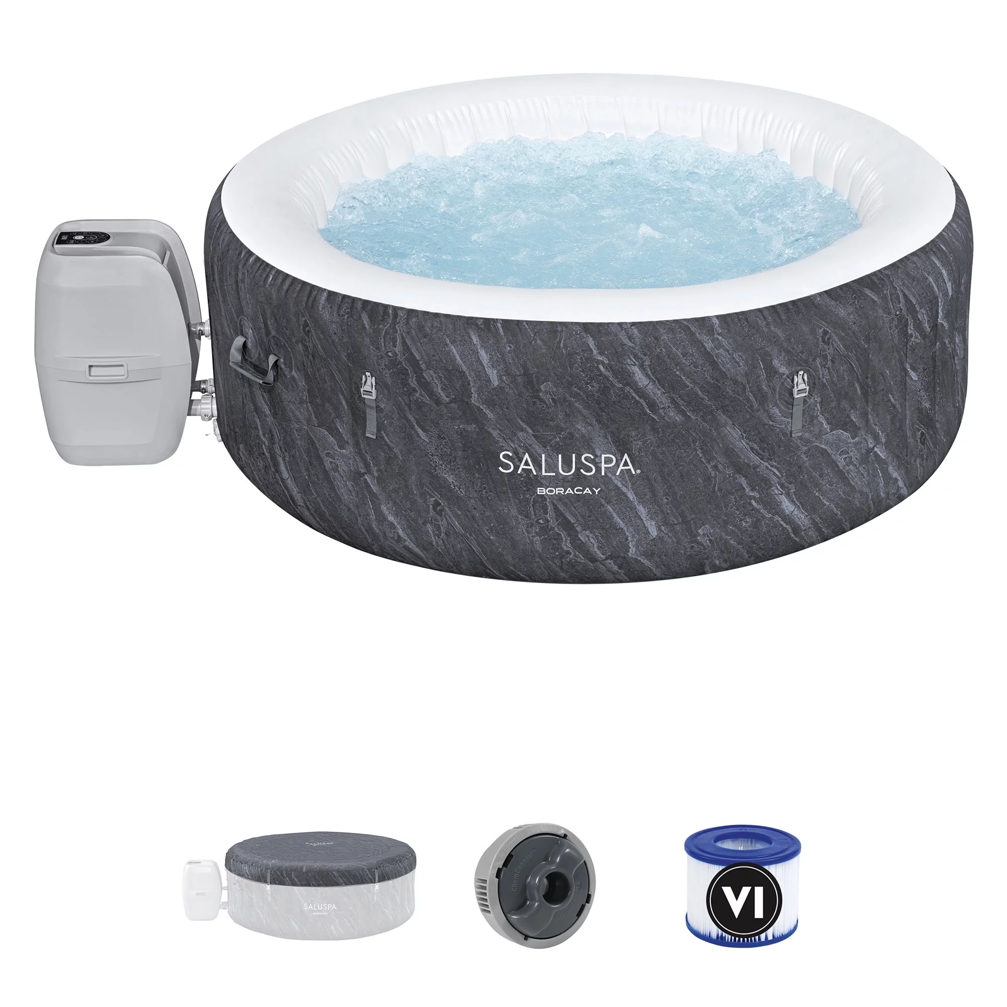 Bestway SaluSpa Cancun AirJet Inflatable Hot Tub with 120 Jets, Gray - Womvr