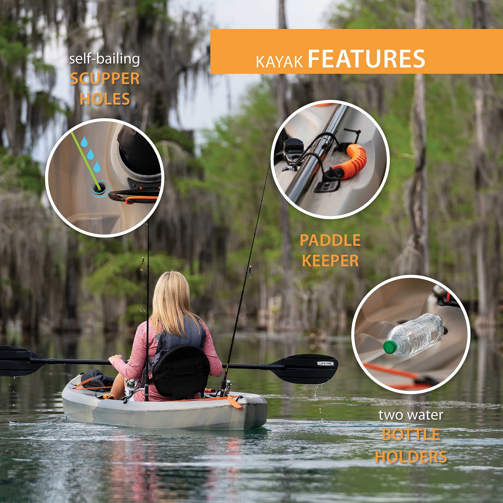 Lifetime Tamarack Angler 100 Fishing Kayak - Olive Green (90539) - Womvr