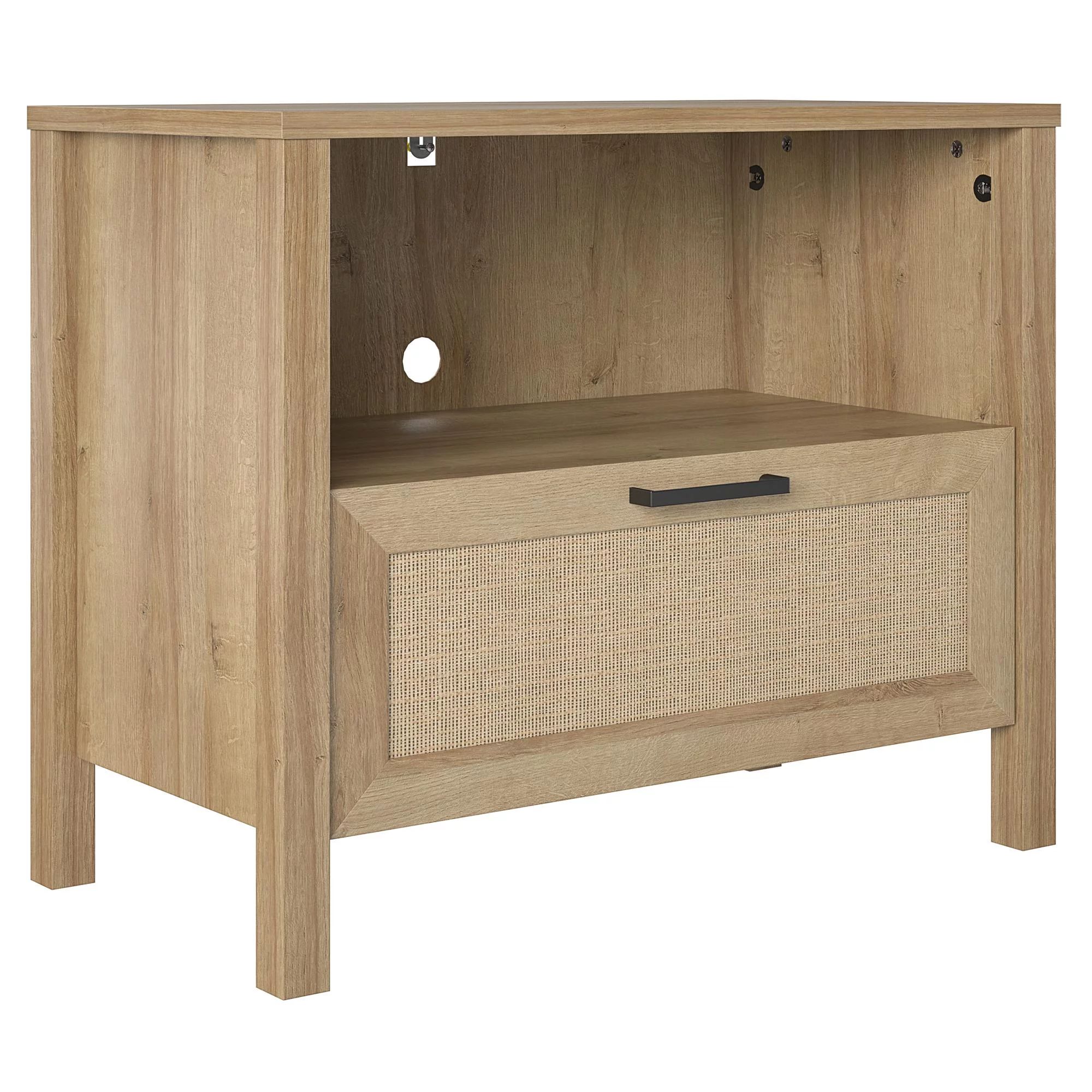 Novogratz Shay 1-Drawer Nightstand, Natural with Faux Rattan - Womvr