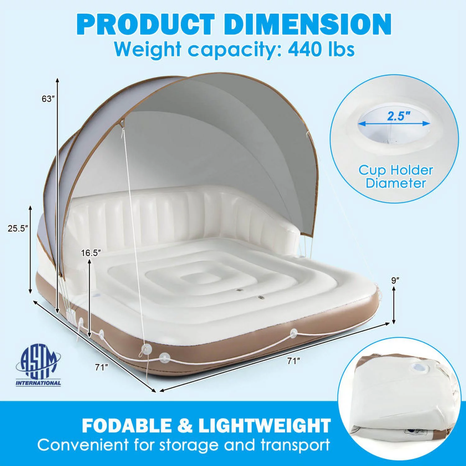 3-Layer Water Floating Mat Foam Pad for Lake, 83