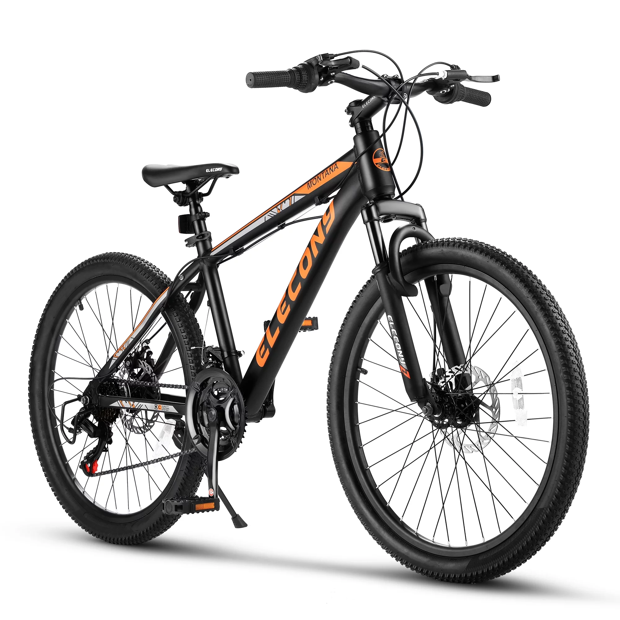 24 inch Mountain Bike, Shimano 21 Speed Drive, Dual Disc Brake, Front Suspension MTB For Boy Girl - Womvr
