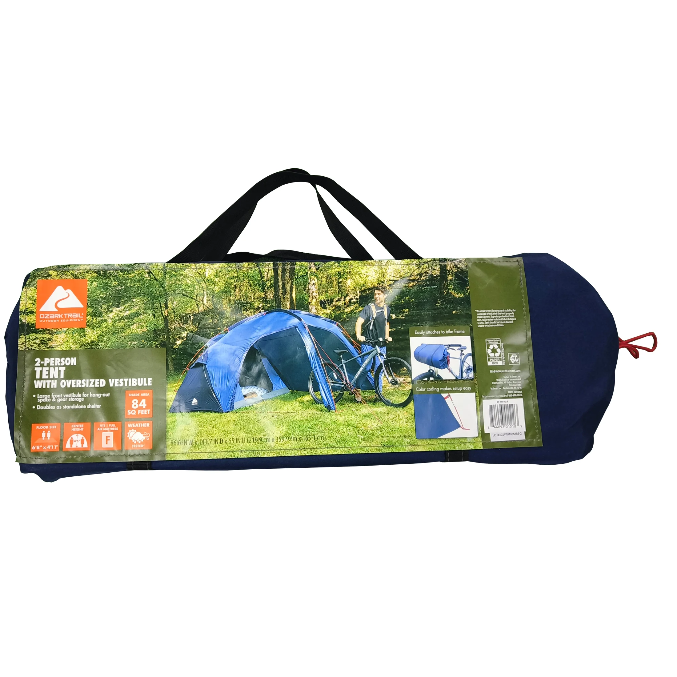 Ozark Trail 2-Person Tent with Oversized Vestibule, Blue, Dimensions 86.6�� x 141.60�� x 65�� - Womvr