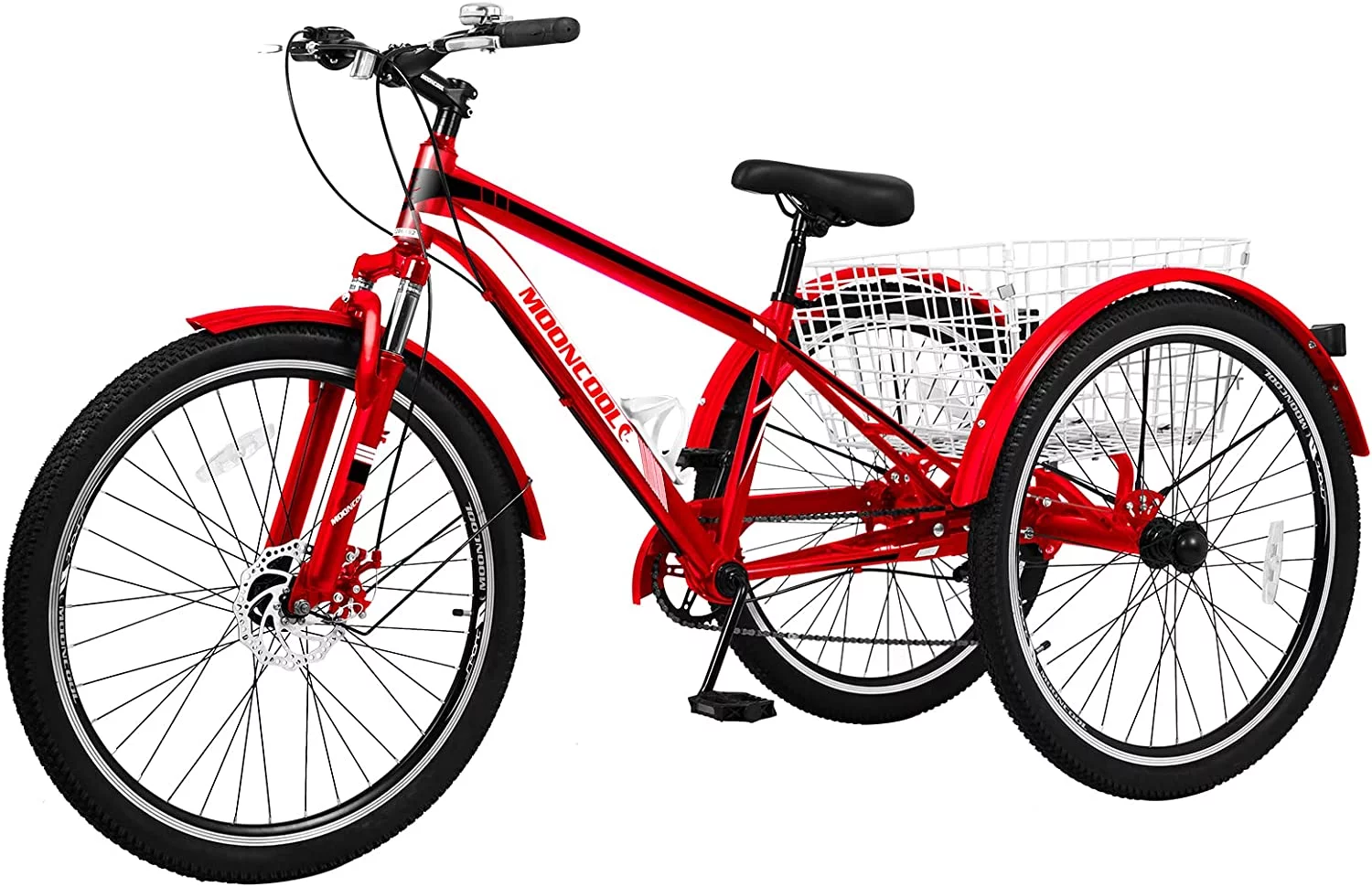 Lilypelle Adult Mountain Tricycle, 7 Speed Three Wheel Bike, 24/26/27.5 Inch Adults Trikes for Seniors with Shopping Basket, Exercise Men's Women's Tricycles - Womvr