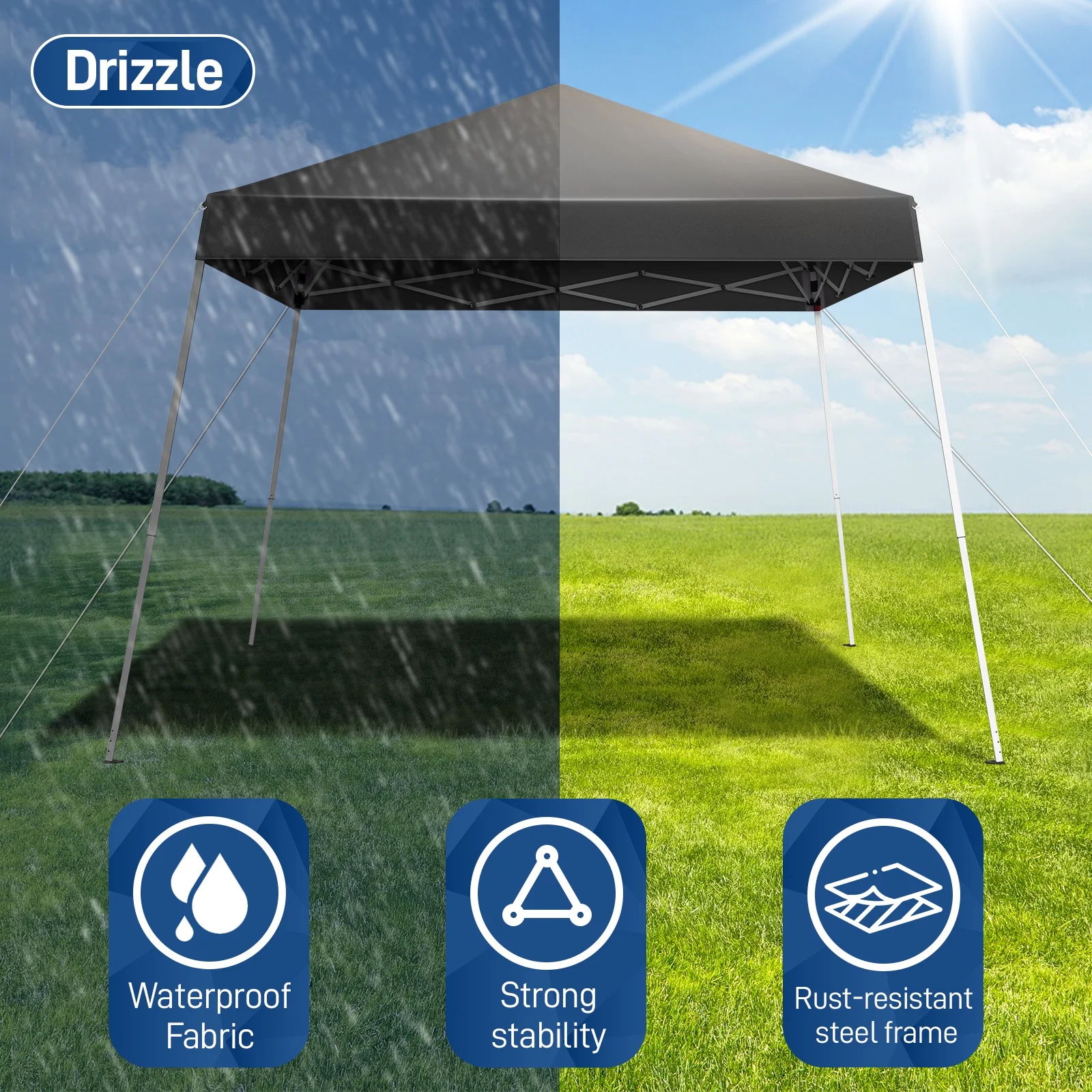 Zimtown 10ft x 10ft Base/8ft x 8ft Top Pop up Canopy Tent Instant Practical Waterproof Folding Tent with Carry Bag - Womvr