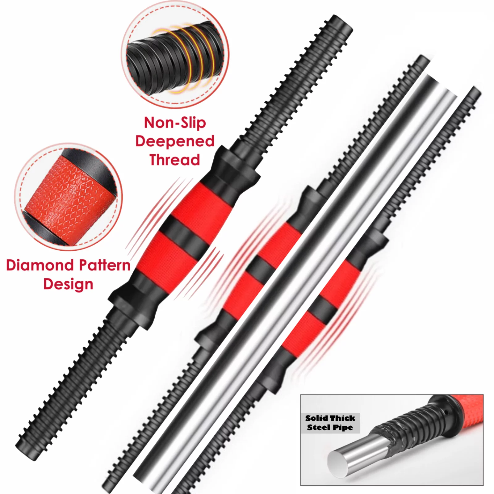 FIXTECH 66LB 2 in 1 Adjustable Dumbbell Set with Connecting Rod Used As Barbell for Whole Body Workouts - Womvr