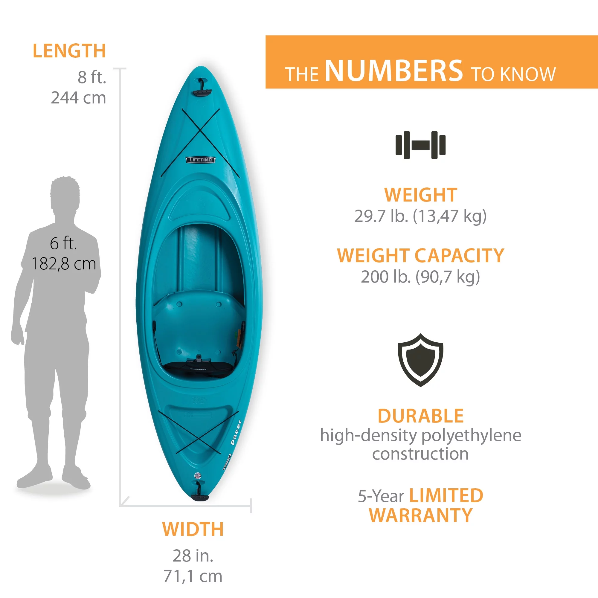 Lifetime Pacer 8 ft. Sit-Inside Kayak, Green (91032) - Womvr