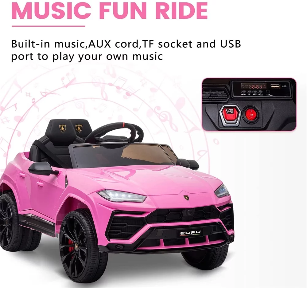 Lamborghini Urus 12V Electric Powered Ride on Car Toys for Girls Boys, Black Kids Electric Vehicles Ride on Toys with Remote Control, Foot Pedal, MP3 Player and LED Headlights, CL61 - Womvr