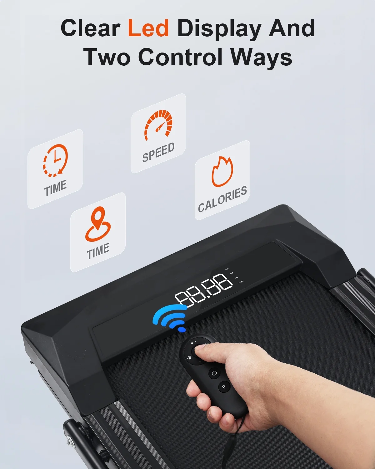 UPGO 2.25HP Walking Pad Under Desk Treadmill with 330 lbs Weight Capacity Walking Jogging Machine with Remote Control and LED for Home/Office - Womvr