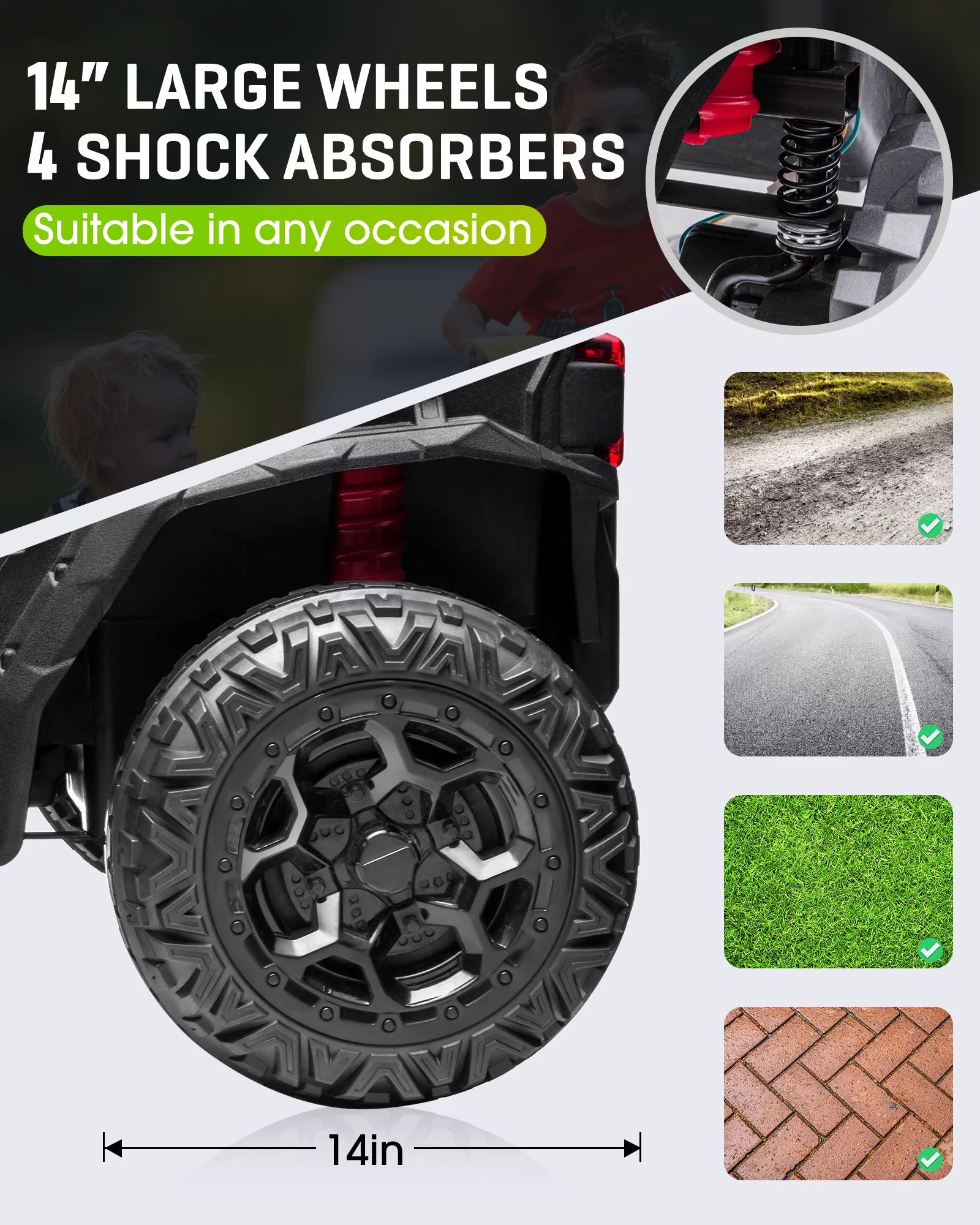 TOKTOO 24V Ride on Car, 4WD Powered Ride on UTV with Remote Control & Trunk Storage Space,  1 Seater Kid Car for Boys Girls -Blue - Womvr