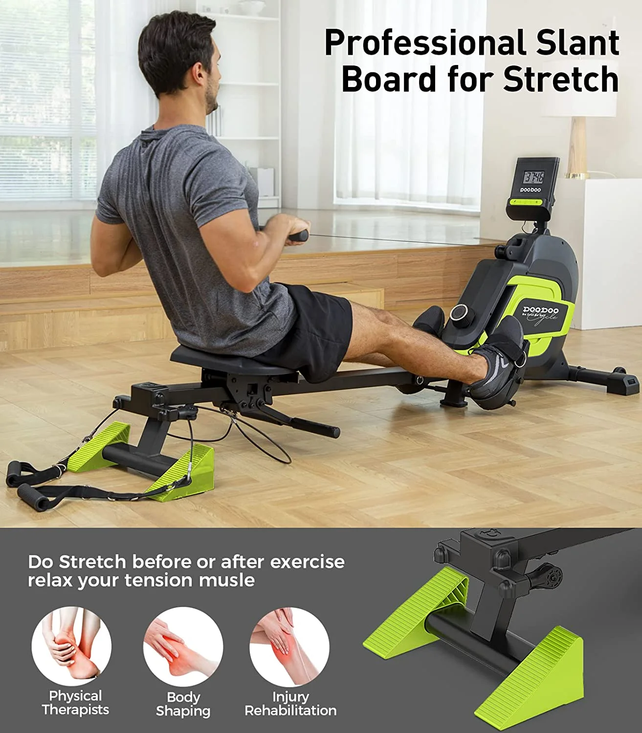 pooboo Rowing Machine Bluetooth 14 Levels Max 350 LBS Magnetic Rower with LCD Monitor, Tablet Holder, Upgraded Rowing Machines for Home use - Womvr