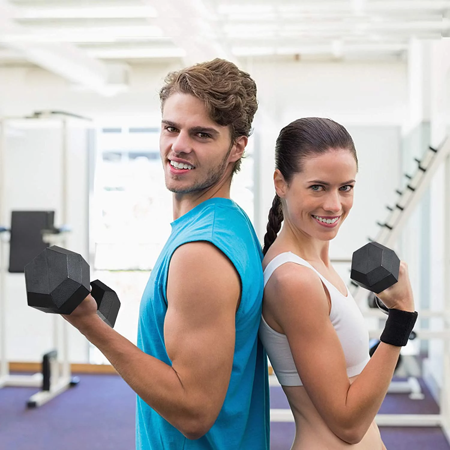 CAP Barbell Set of 2 Hex Rubber Dumbbell with Metal Handles, 65 Lbs, Pair of Dumbbells - Womvr
