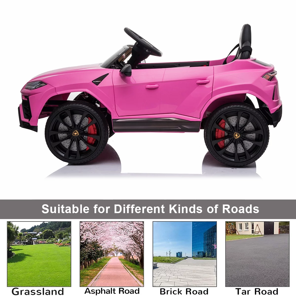 FUNTOK Lamborghini Urus 12V Electric Powered Ride on Car for Kids, with Remote Control, Foot Pedal, MP3 Player and LED Headlights - Womvr