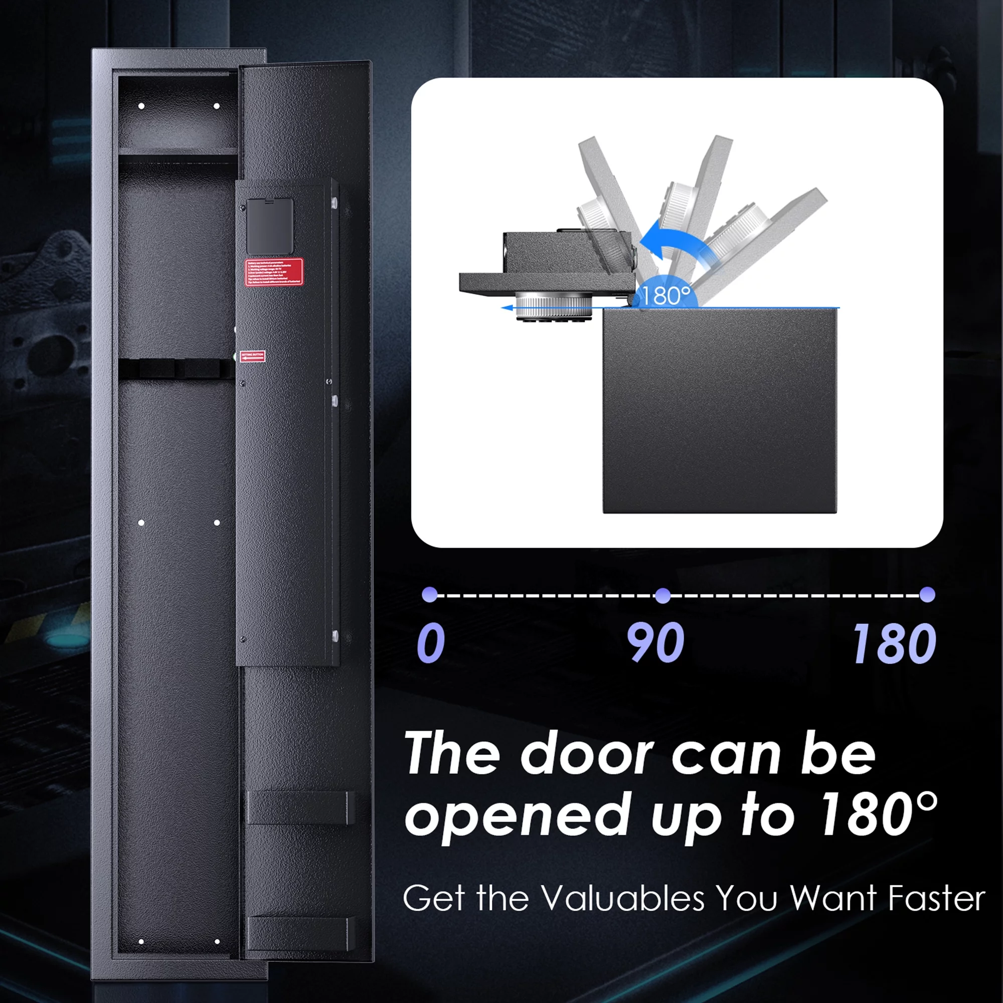 SRWTRCHRY Fingerprint 5-Gun Safe, 2s Quick Access Gun Cabinet with 2 Open Ways, Electronic Storage Cabinet for Rifles, Heavy-Duty Security Cabinet with Removable Shelf, 56''H - Womvr