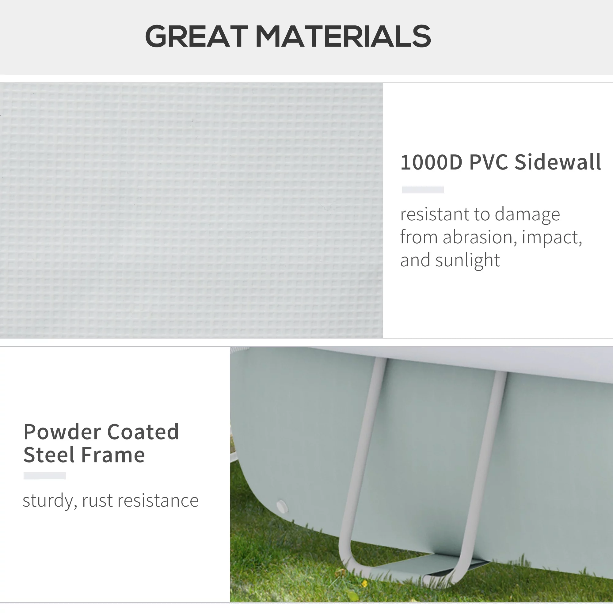 Outsunny Above Ground Swimming Pool, Semi-Inflatable Frame Pool, Brown - Womvr