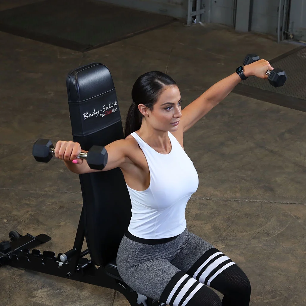 Body-Solid Rubber Coat Hex Dumbbell Sets 5-100 lb. Pairs (2100 lbs. Total) - Womvr