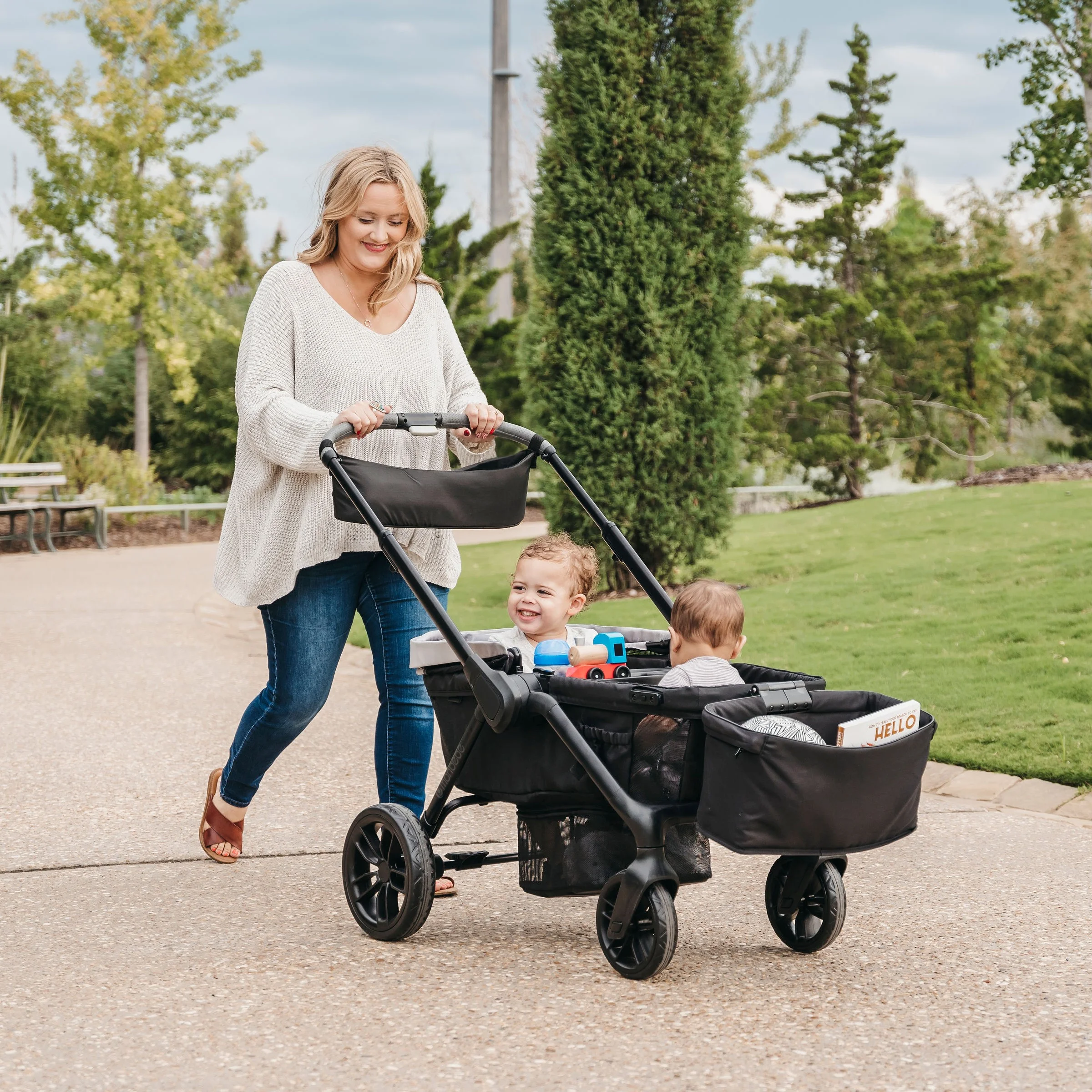 Monbebe Everyday Outings Wagon Stroller, Cobblestone Grey - Womvr