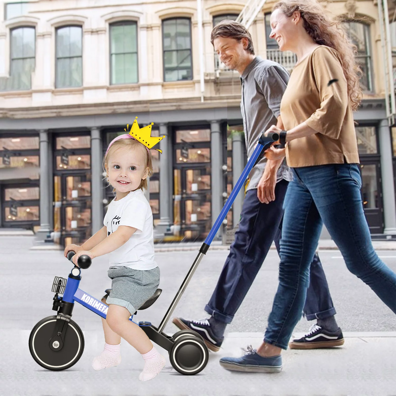 KORIMEFA Toddler Bike with Push Handle, Toddler Tricycle for Age 1 to 3 Years Old Boy Girl, Baby Bike Balance Bike - Womvr