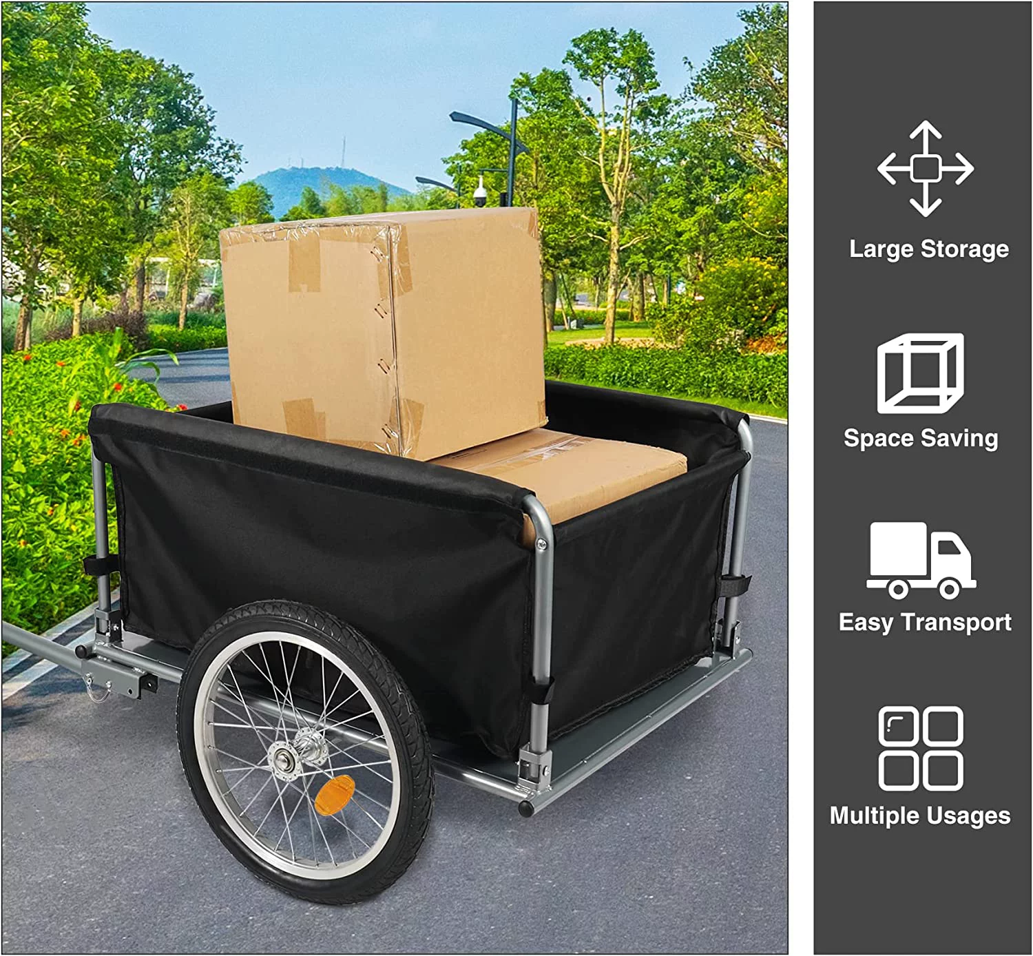 REDCAMP Bike Trailer Cargo Foldable, Bicycle Trailer with 16