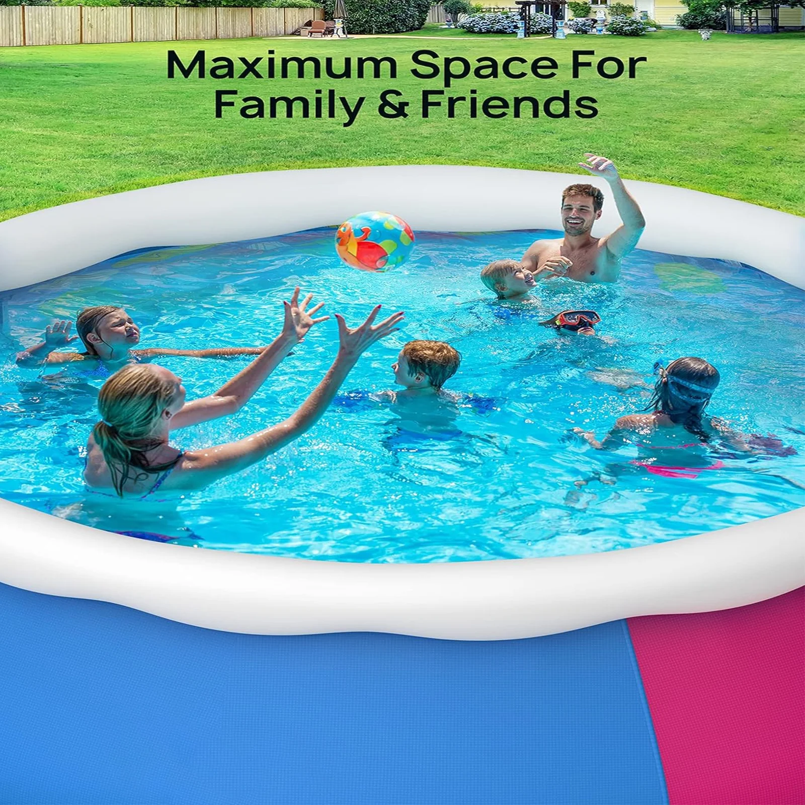 SUGIFT 15ft x 35in Round Above Ground Inflatable Swimming Pool Set Include Filter Pump and Cover - Womvr