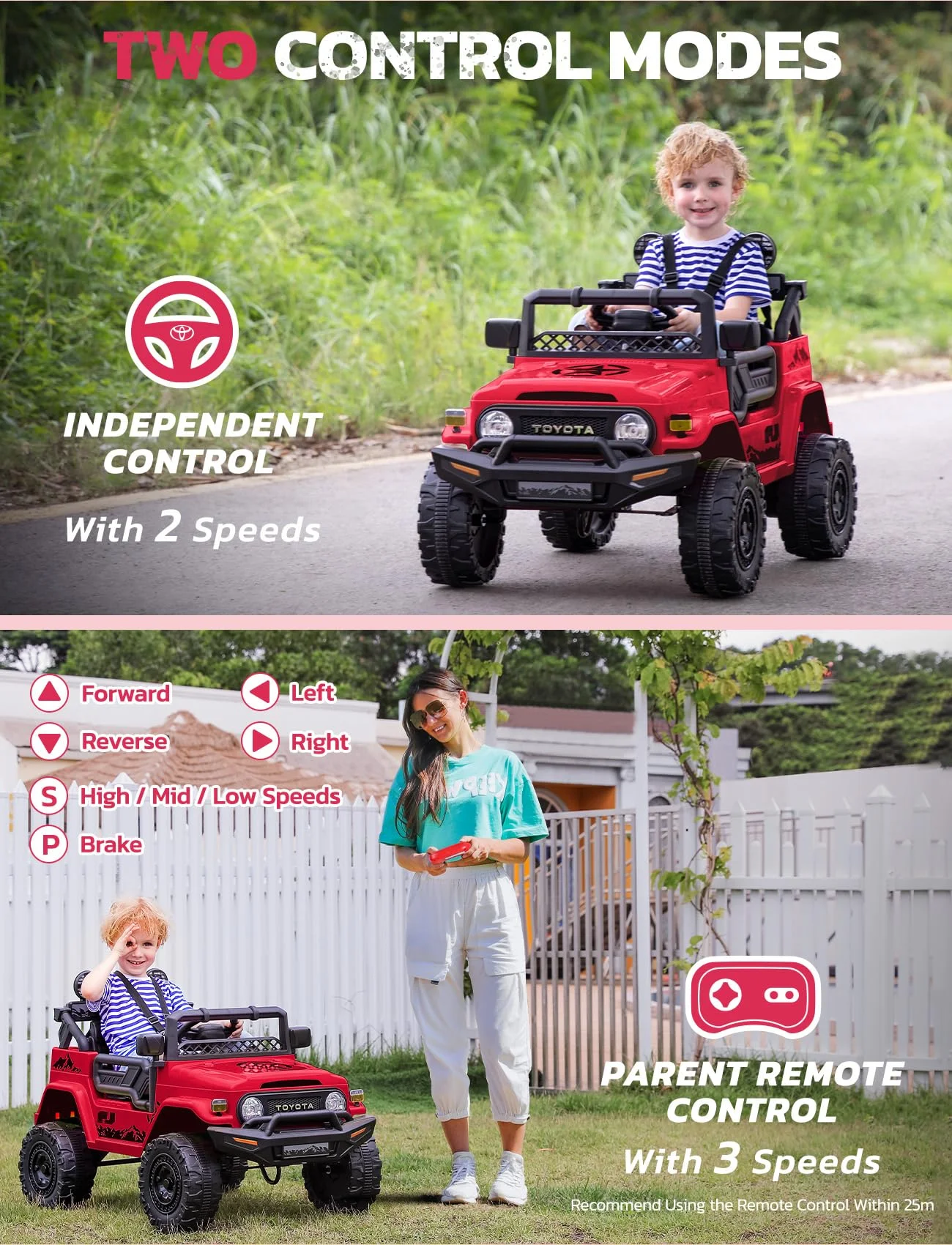 Toyota FJ Cruiser Ride on Car, 12V Powered Off-Road Toys for Kids w/ Remote,Spring Suspension,6 LED Lights,Camo Green - Womvr