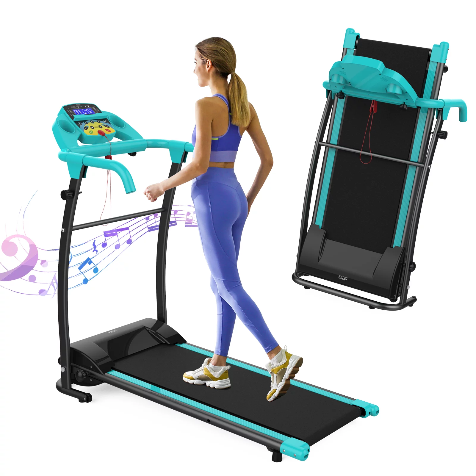 OBENSKY 1000W Portable Foldable Treadmill, Running Jogging Quiet Fitness Machine/Black - Womvr